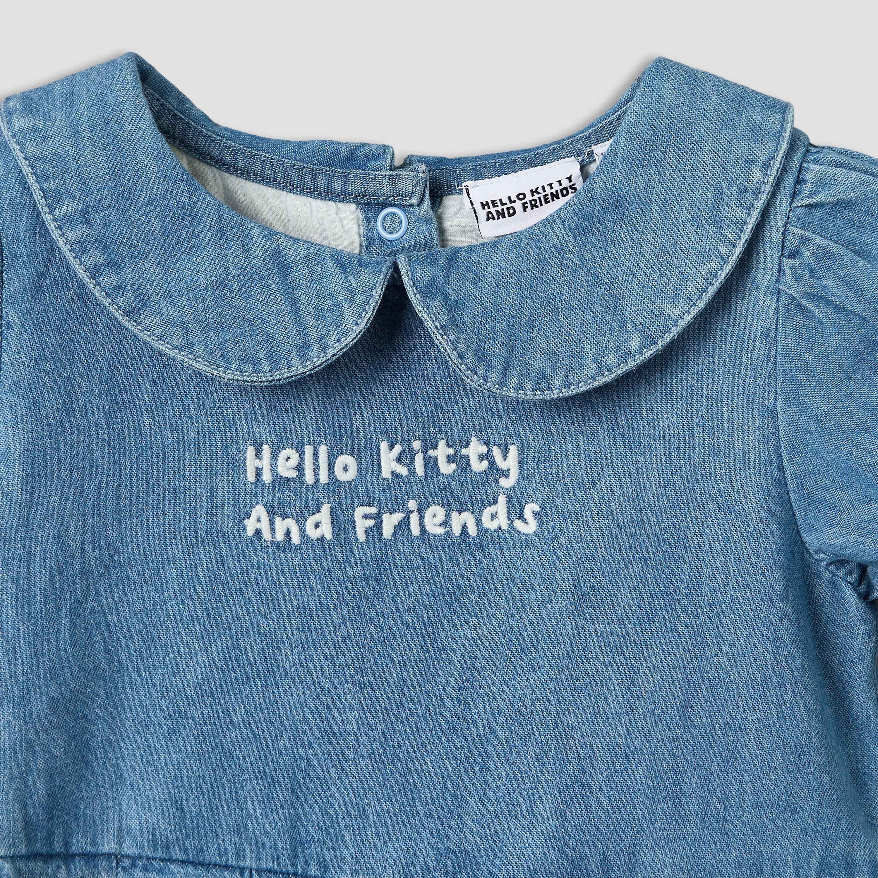 Sanrio Peter Pan Collar Short Sleeves Knee Length Denim Dress with Headband-baby-girls-clothing-dressesandjumpsuits-image-6