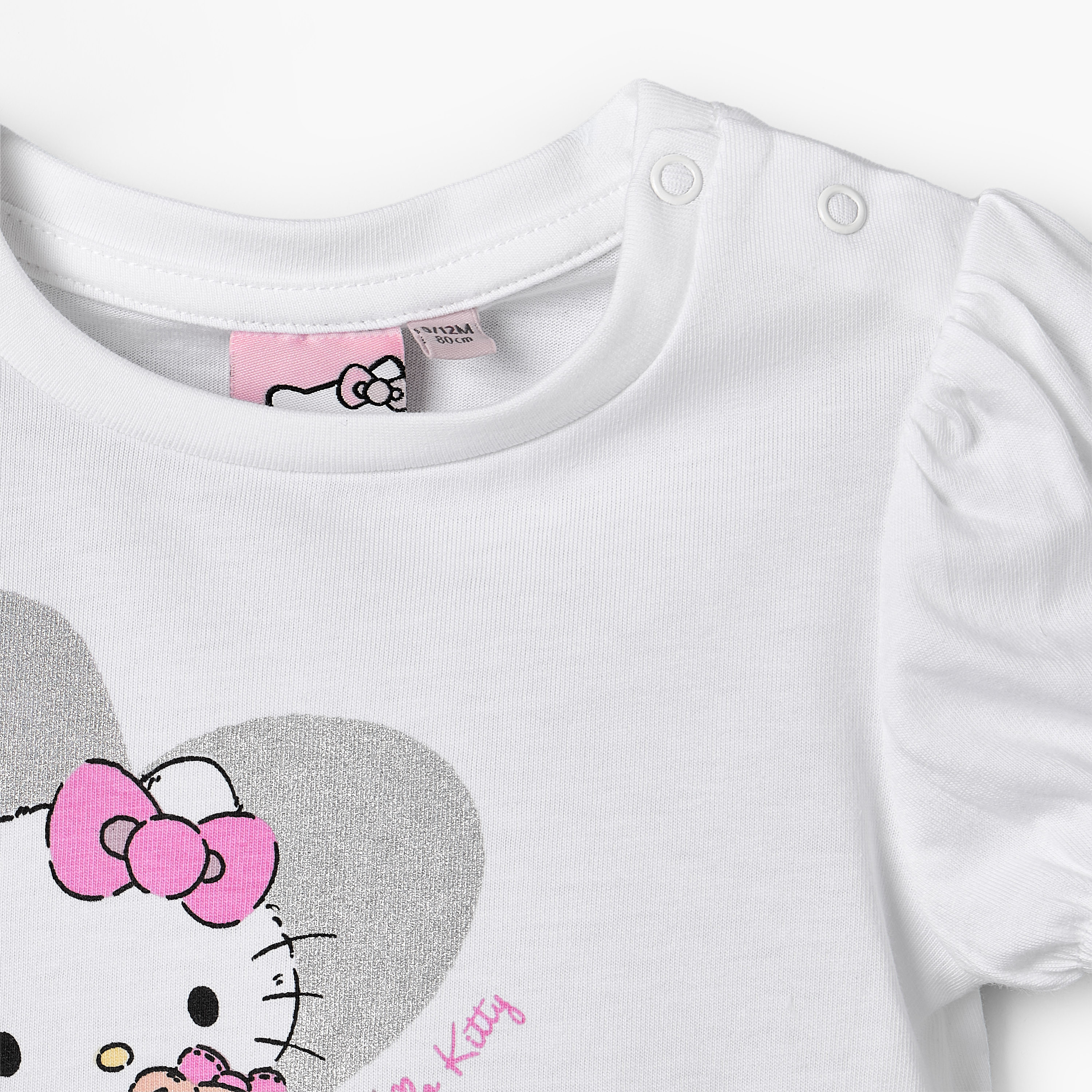 Sanrio Round Neck Short Sleeves Peplum Top and Shorts Set with Hello Kitty Print-baby-girls-clothing-setsandcoords-image-7