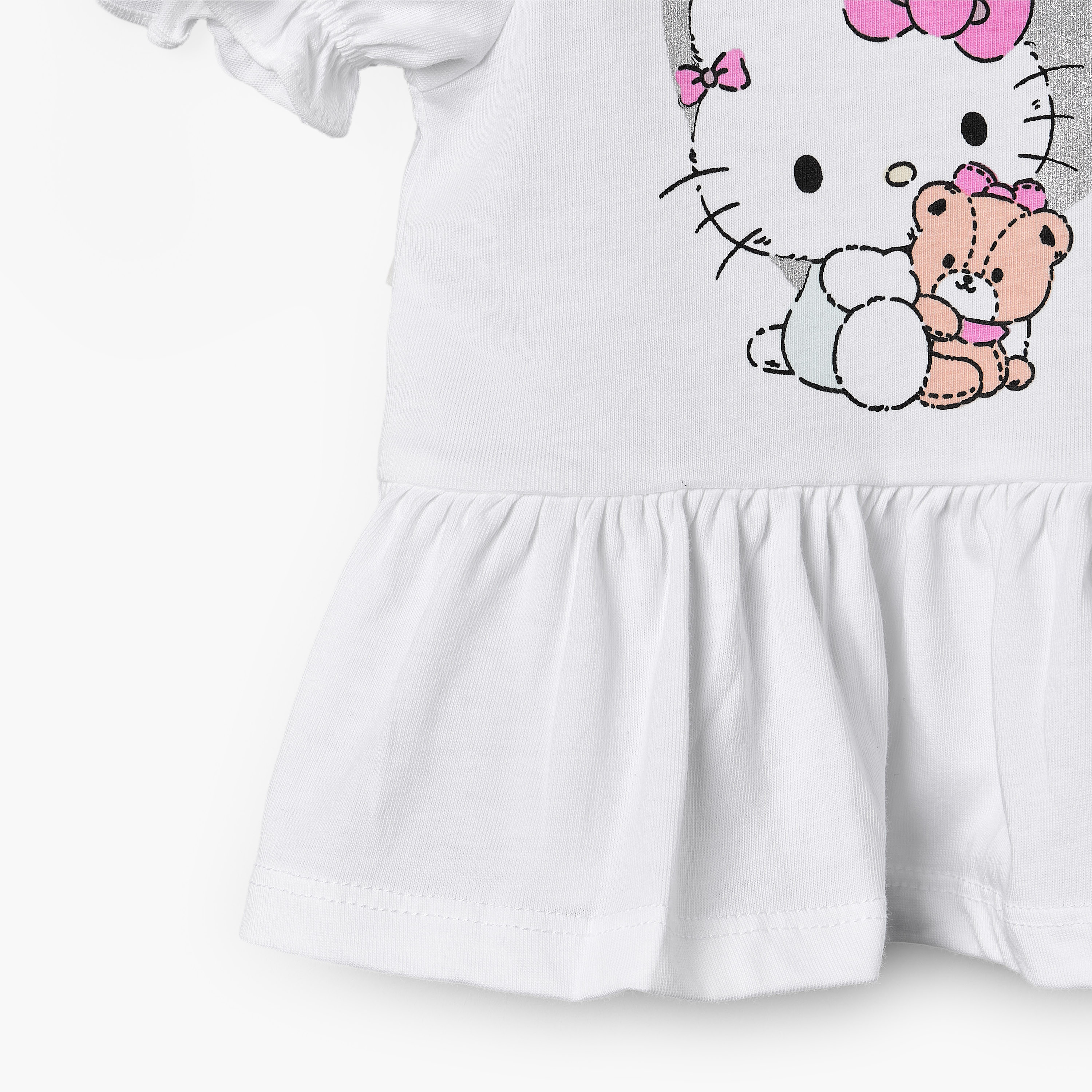 Sanrio Round Neck Short Sleeves Peplum Top and Shorts Set with Hello Kitty Print-baby-girls-clothing-setsandcoords-image-8