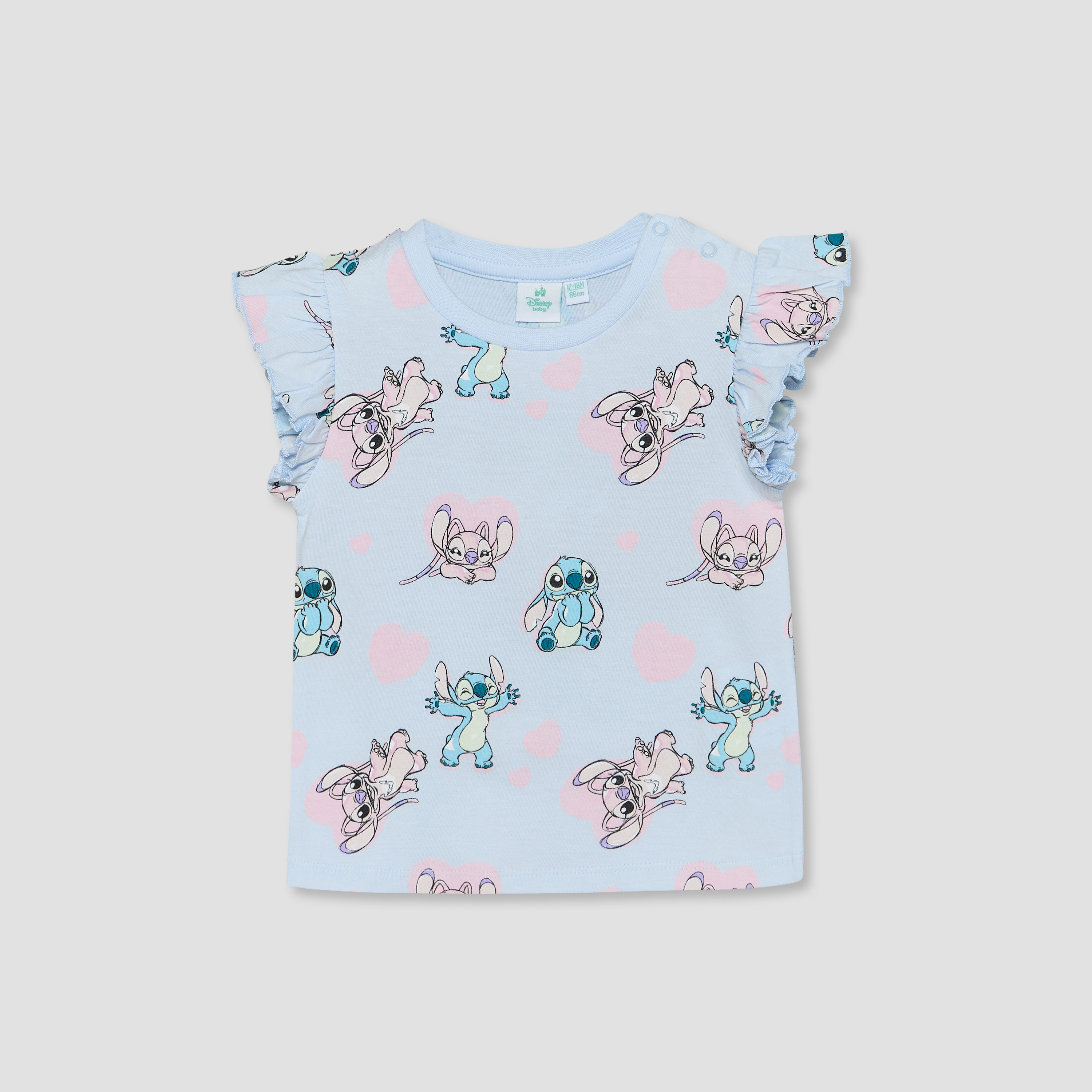 Pack of 2 Disney Crew Neck Short Sleeves T-shirt with Stitch and Angel Print-baby-girls-clothing-tshirts-image-2