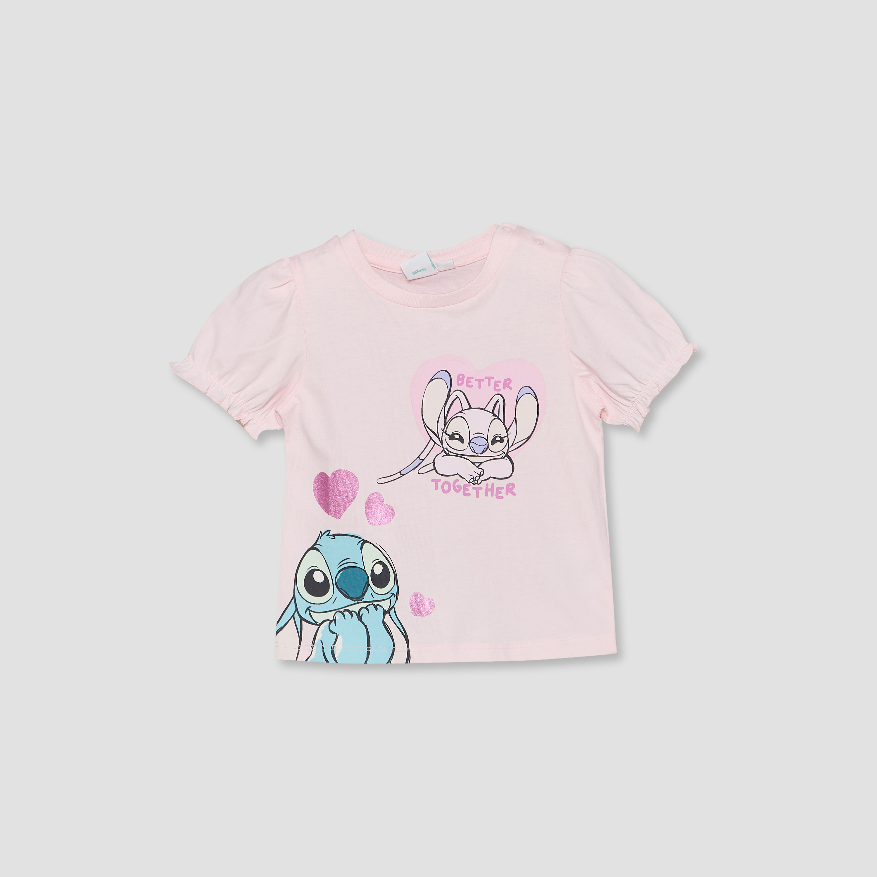 Pack of 2 Disney Crew Neck Short Sleeves T-shirt with Stitch and Angel Print-baby-girls-clothing-tshirts-image-4