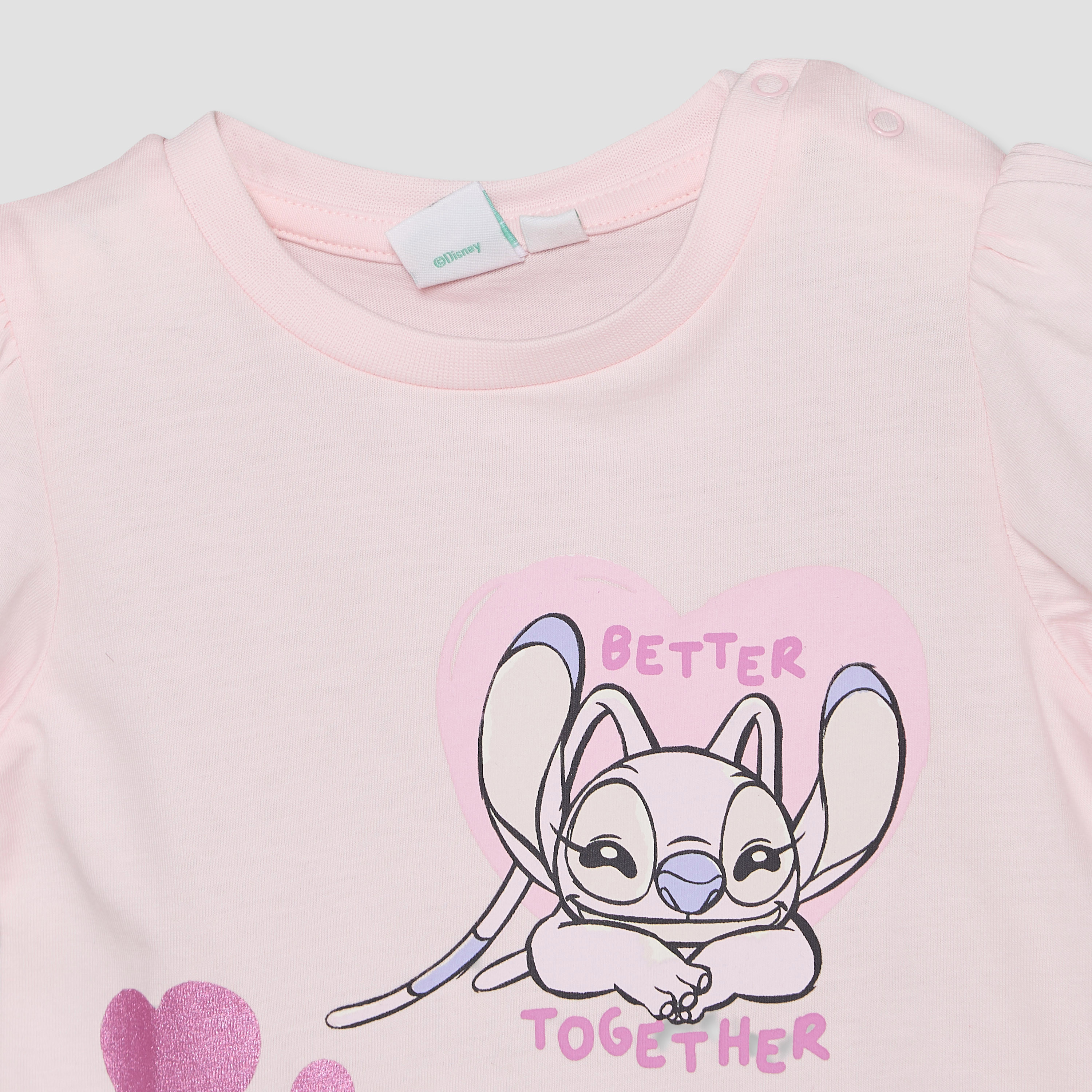 Pack of 2 Disney Crew Neck Short Sleeves T-shirt with Stitch and Angel Print-baby-girls-clothing-tshirts-image-8