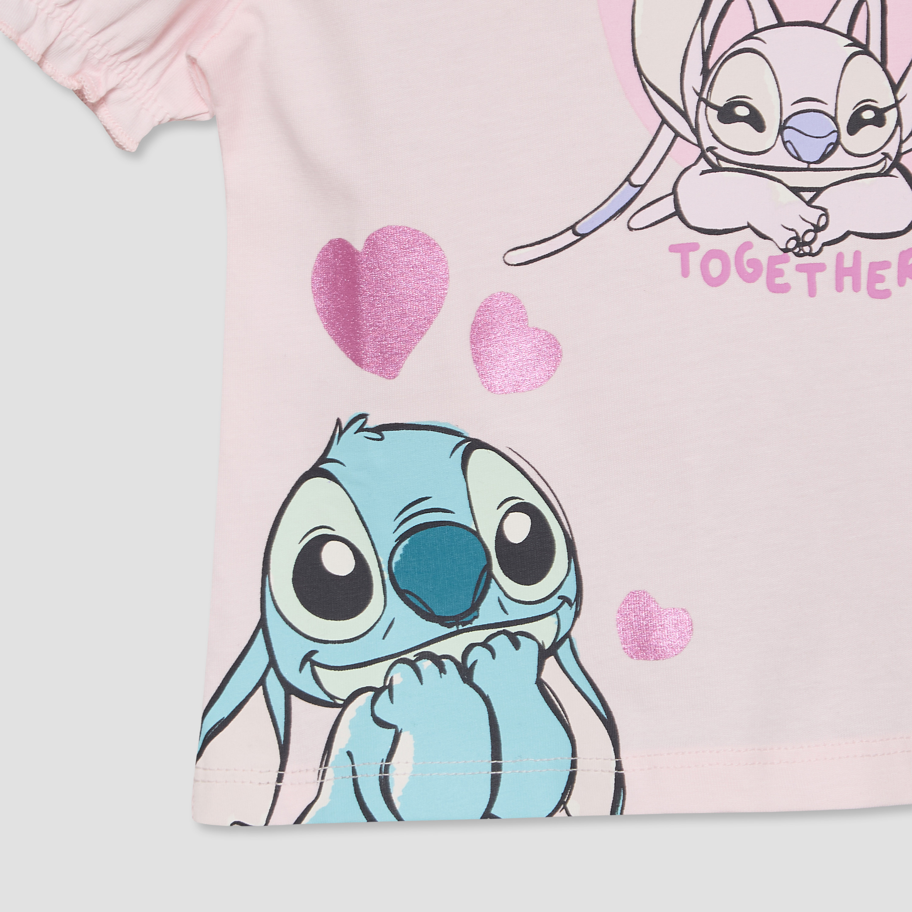 Pack of 2 Disney Crew Neck Short Sleeves T-shirt with Stitch and Angel Print-baby-girls-clothing-tshirts-image-9