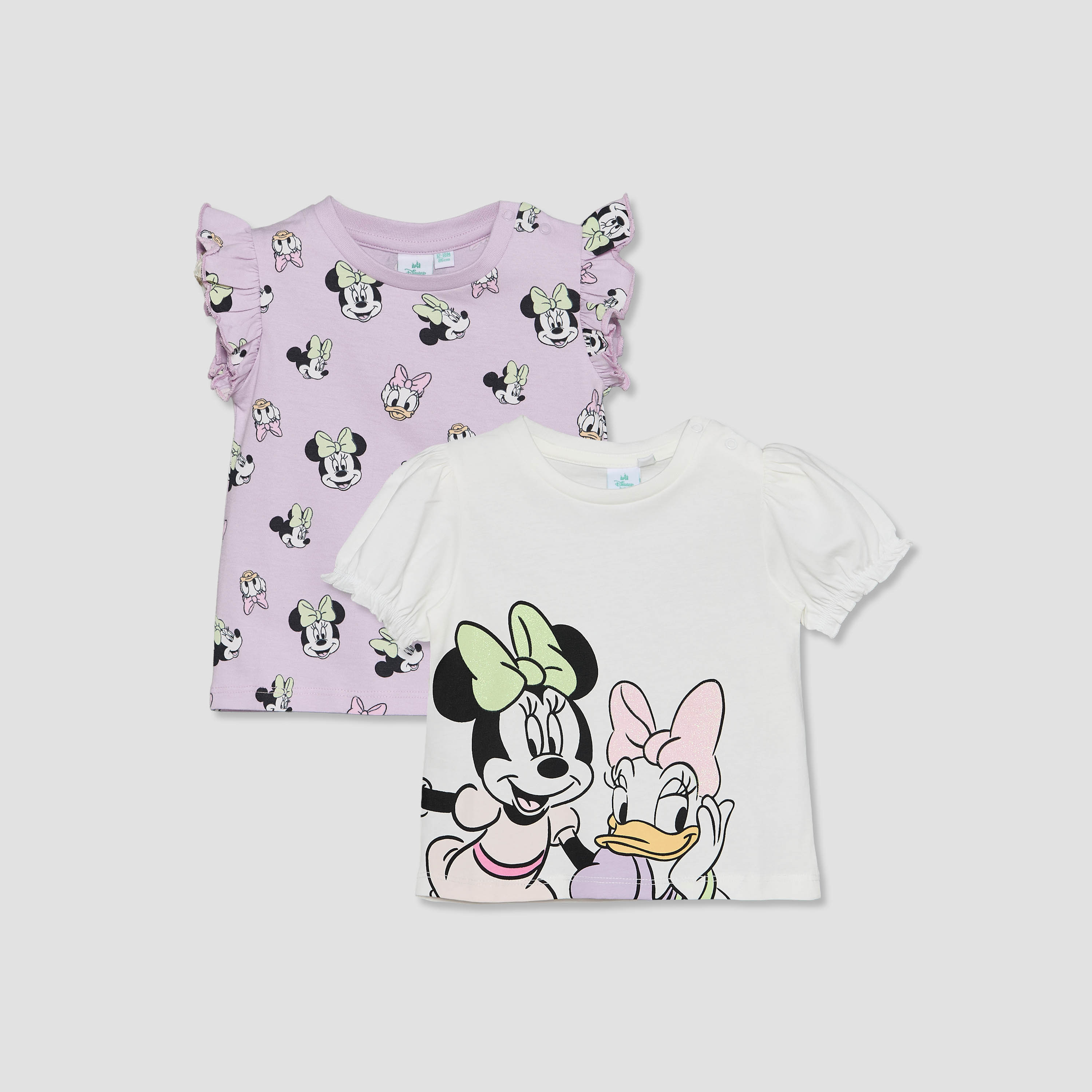 Pack of 2 Disney Crew Neck Short Sleeves T-shirt with Minnie Mouse and Daisy Duck Print-baby-girls-clothing-tshirts-image-1