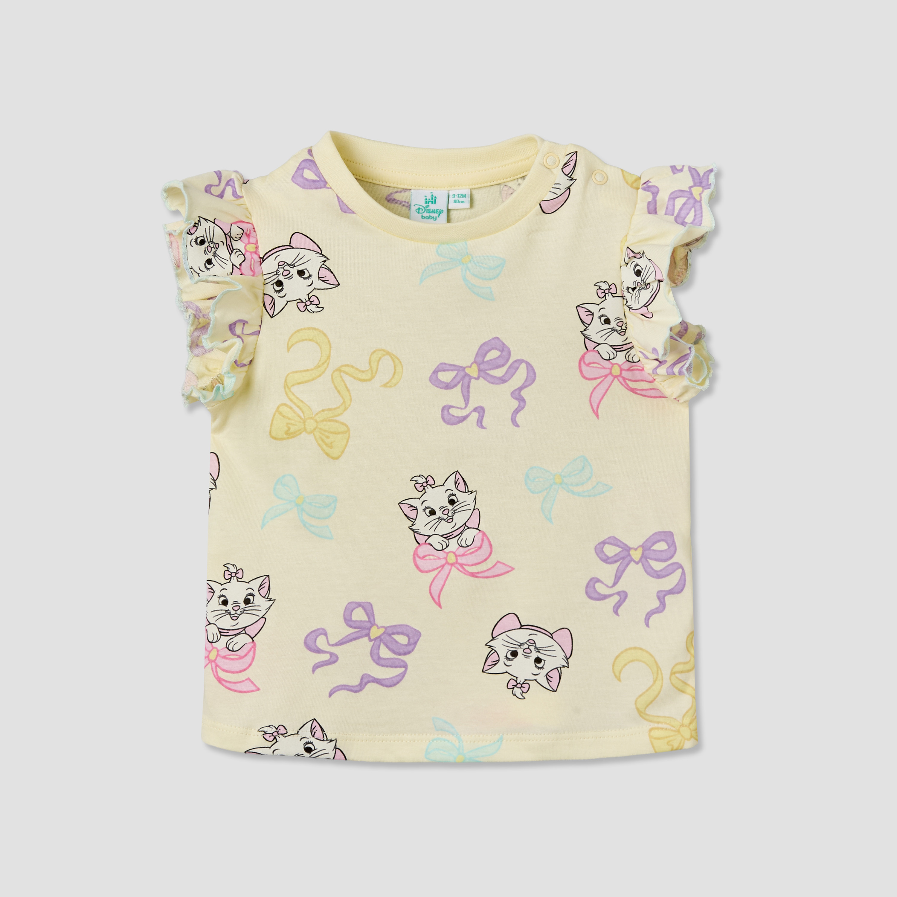 Pack of 2 Disney Round Neck Short Sleeves T-shirt with Marie Print-baby-girls-clothing-tshirts-image-4
