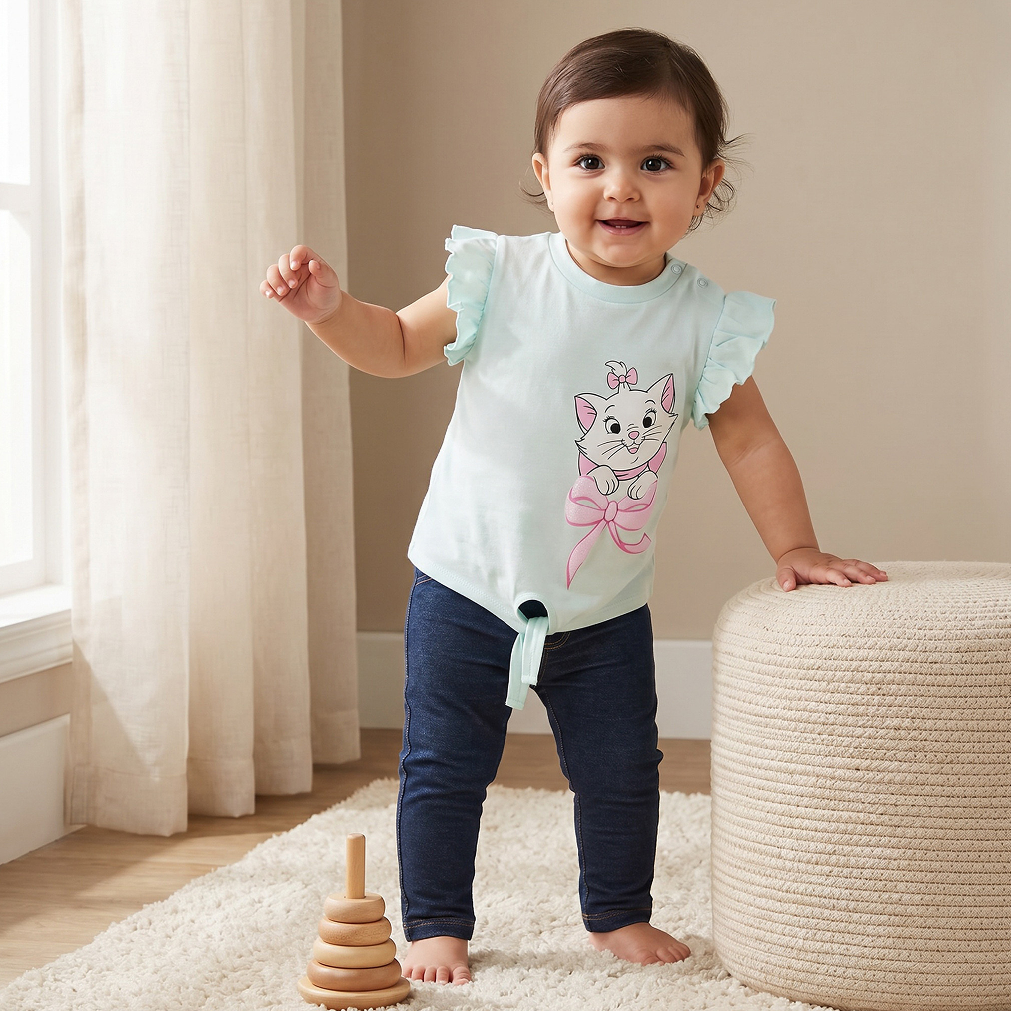 Pack of 2 Disney Round Neck Short Sleeves T-shirt with Marie Print-baby-girls-clothing-tshirts-image-2