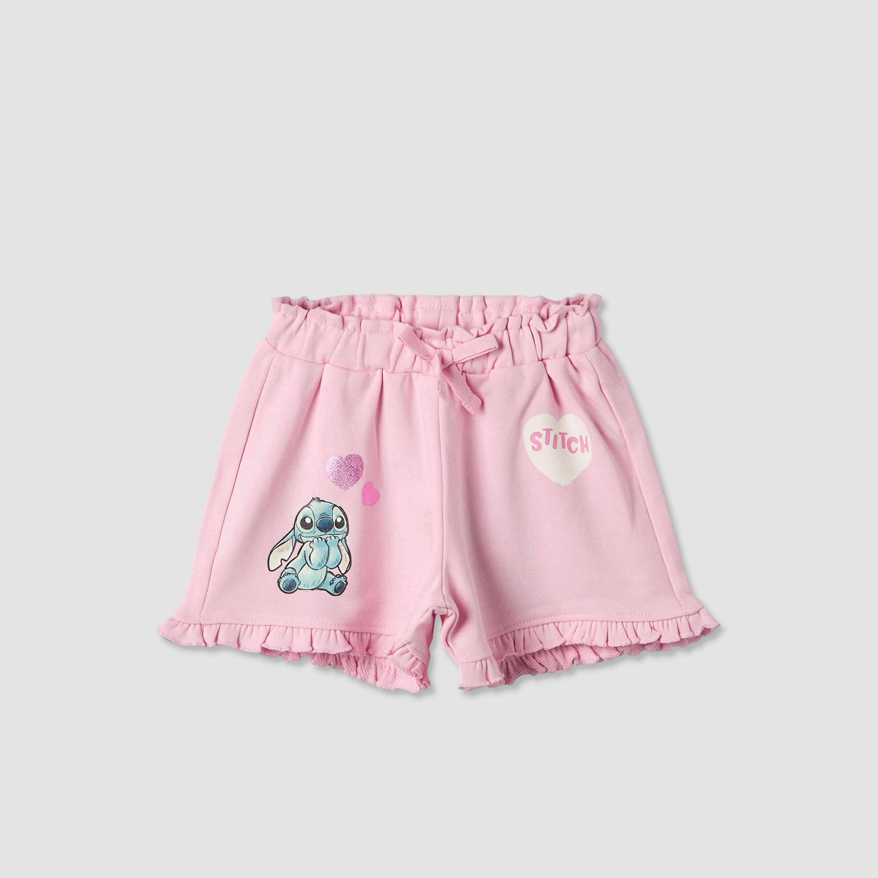 Pack of 2 Disney Elastic Waist Shorts with Angel and Stitch Print-baby-girls-clothing-bottoms-shorts-image-4