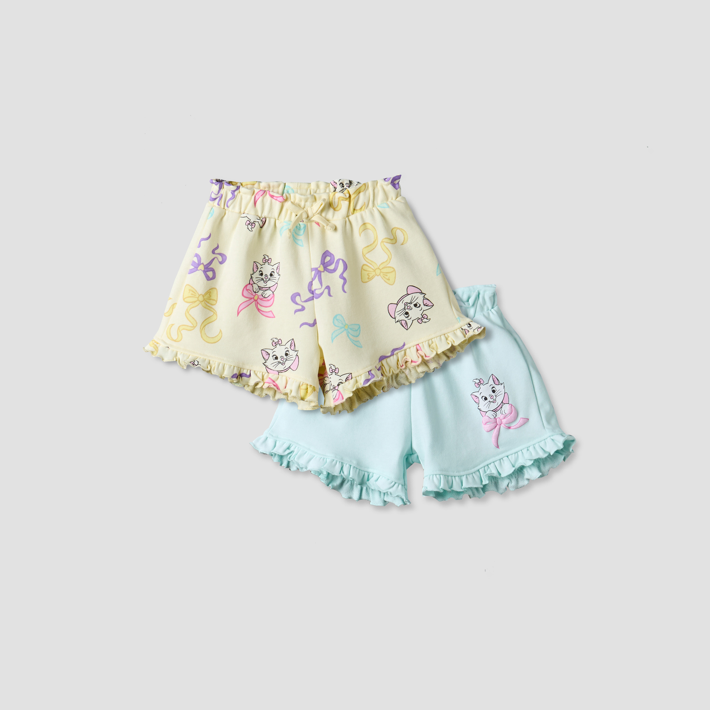 Pack of 2 Disney Elasticated Waist Shorts with Marie Print-baby-girls-clothing-bottoms-shorts-image-1