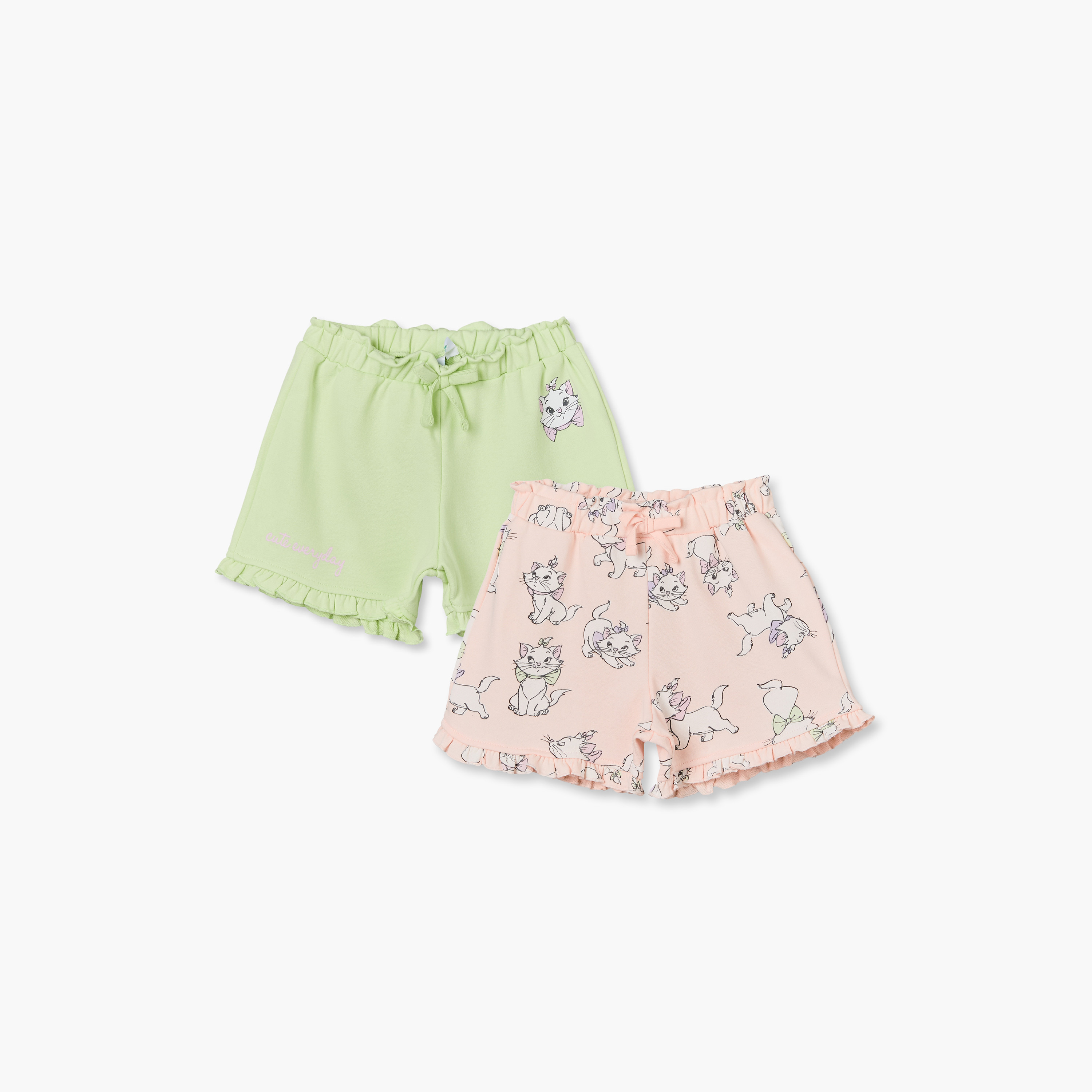 طقم شورتات قطن قطعتين بطبعات ماري-baby-girls-clothing-bottoms-shorts-image-1