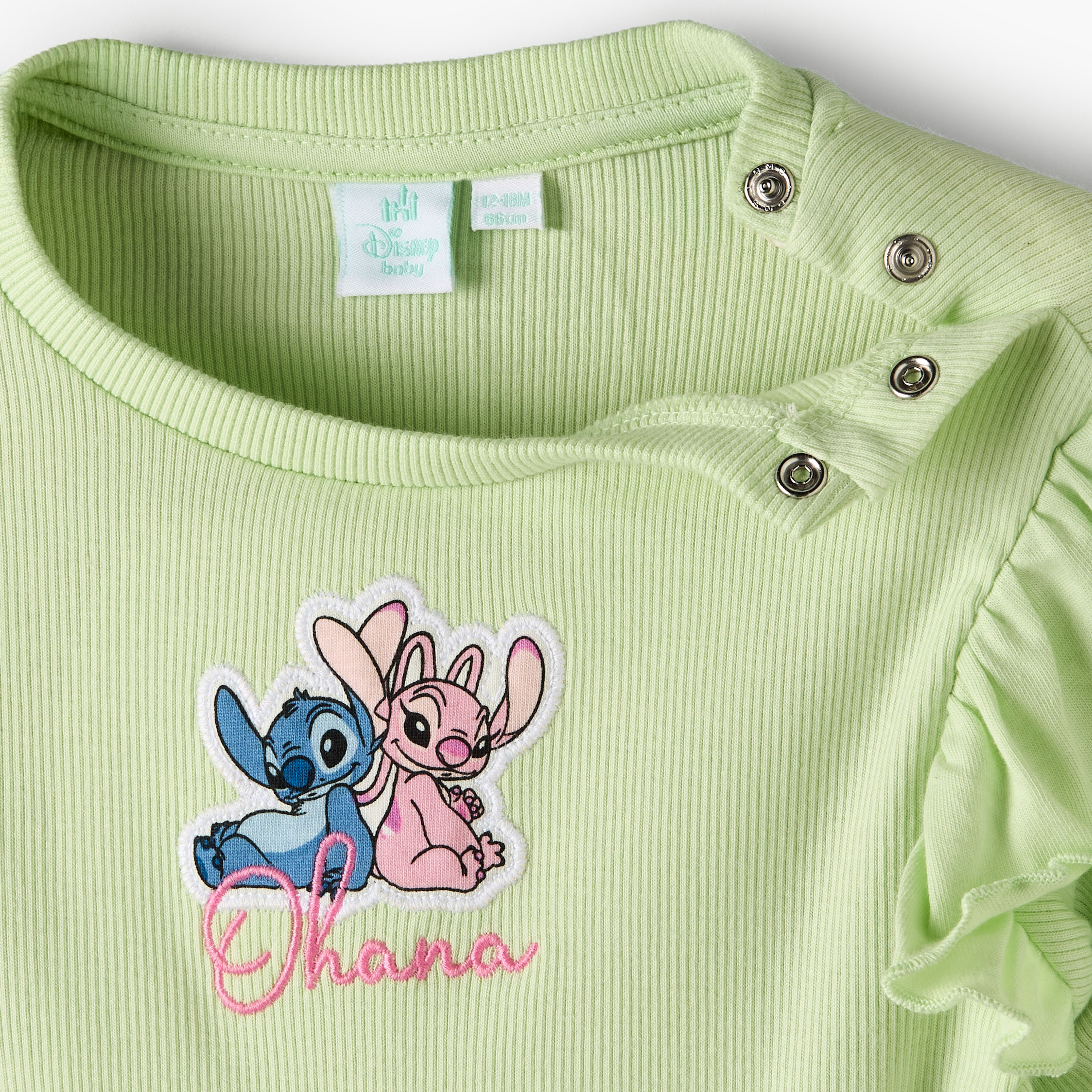 Disney Round Neck Long Sleeves Top and Pants Set with Angel and Stitch Applique-baby-girls-clothing-setsandcoords-image-4