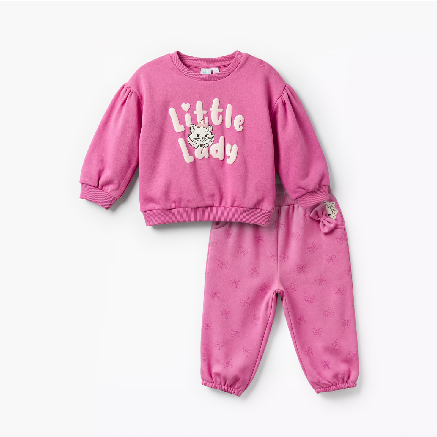 Disney Round Neck Long Sleeve Sweatshirt and Joggers Set with Marie Print-baby-girls-clothing-setsandcoords-image-1
