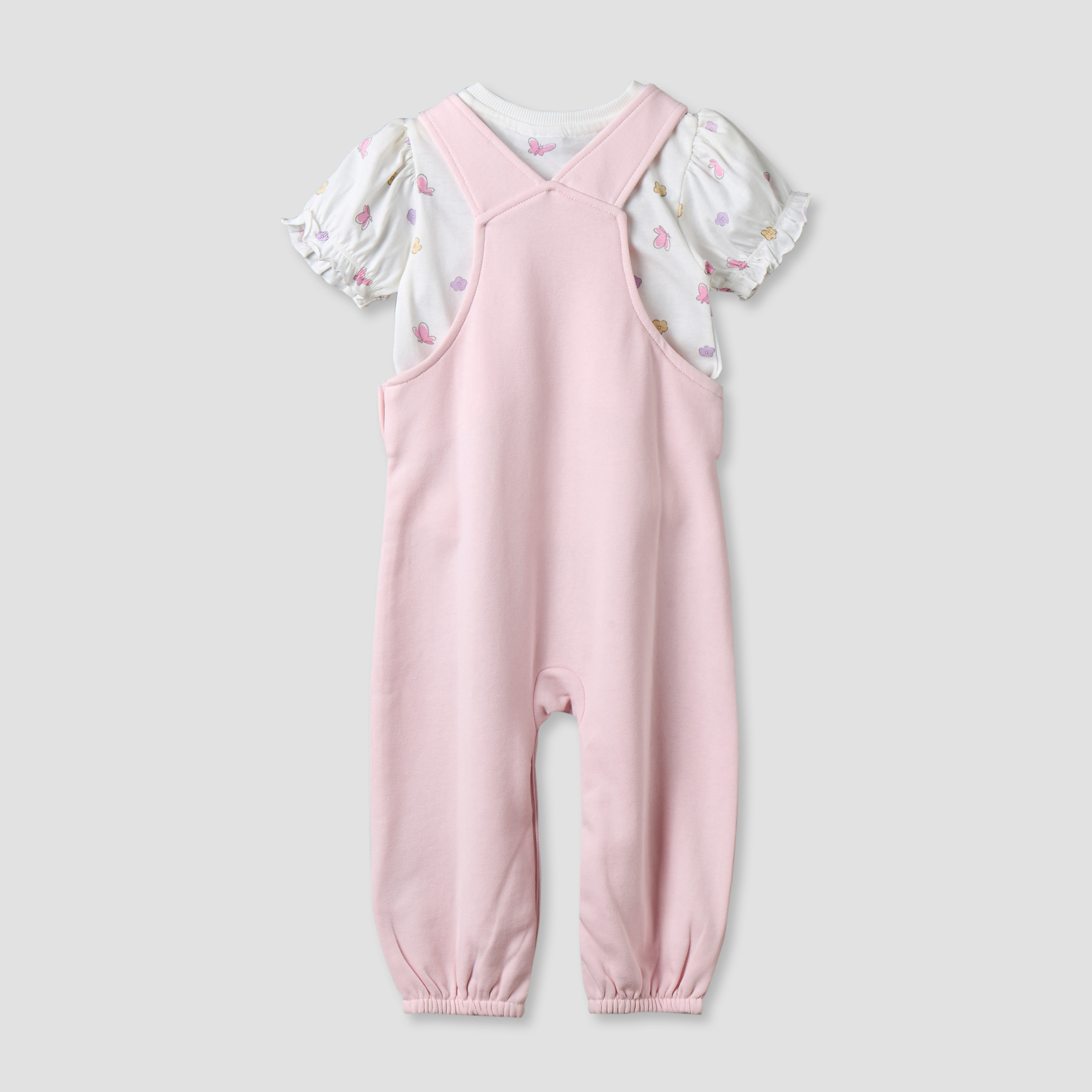 Disney Round Neck Short Sleeves T-shirt and Dungaree Set with Minnie Mouse Print-baby-girls-clothing-setsandcoords-image-3