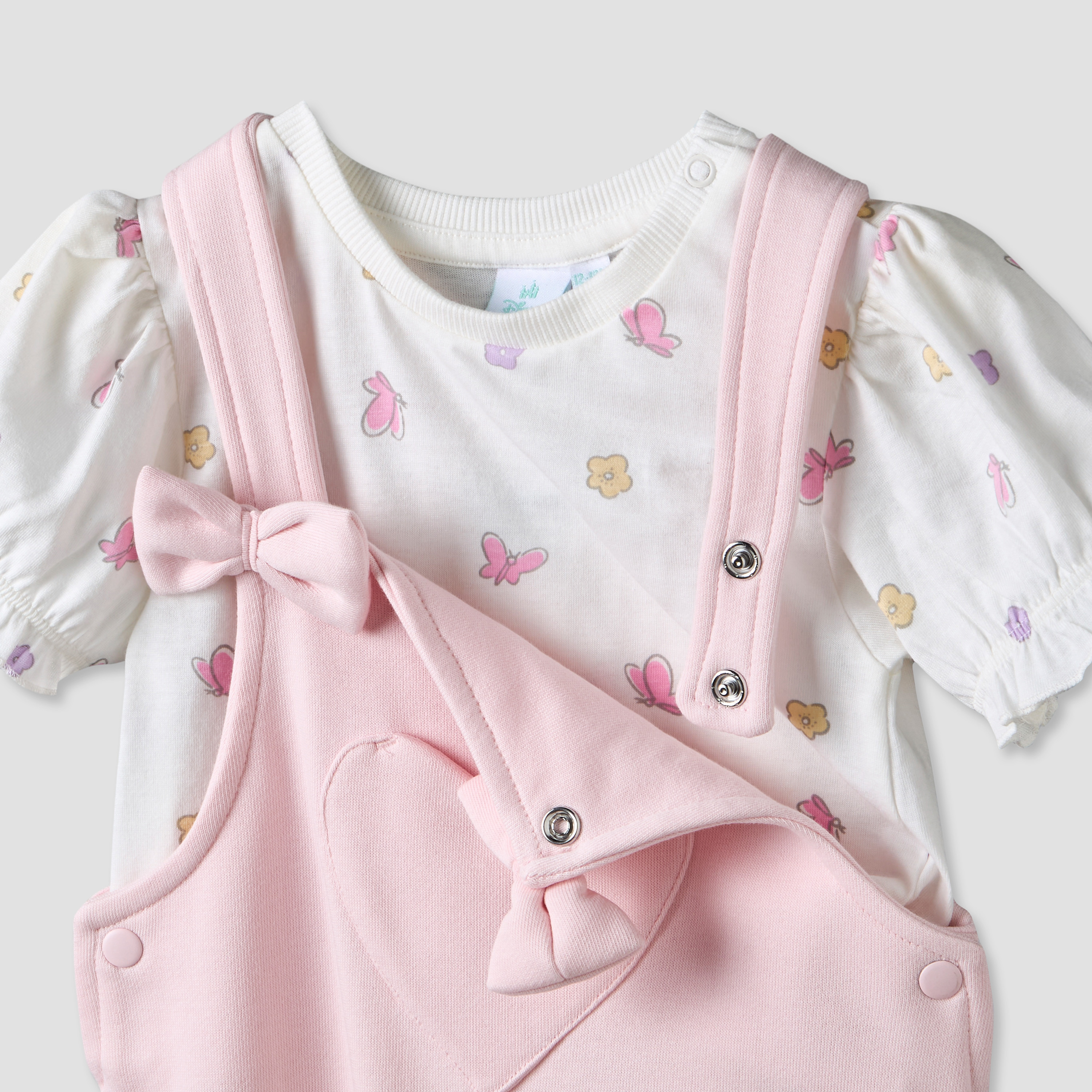 Disney Round Neck Short Sleeves T-shirt and Dungaree Set with Minnie Mouse Print-baby-girls-clothing-setsandcoords-image-9