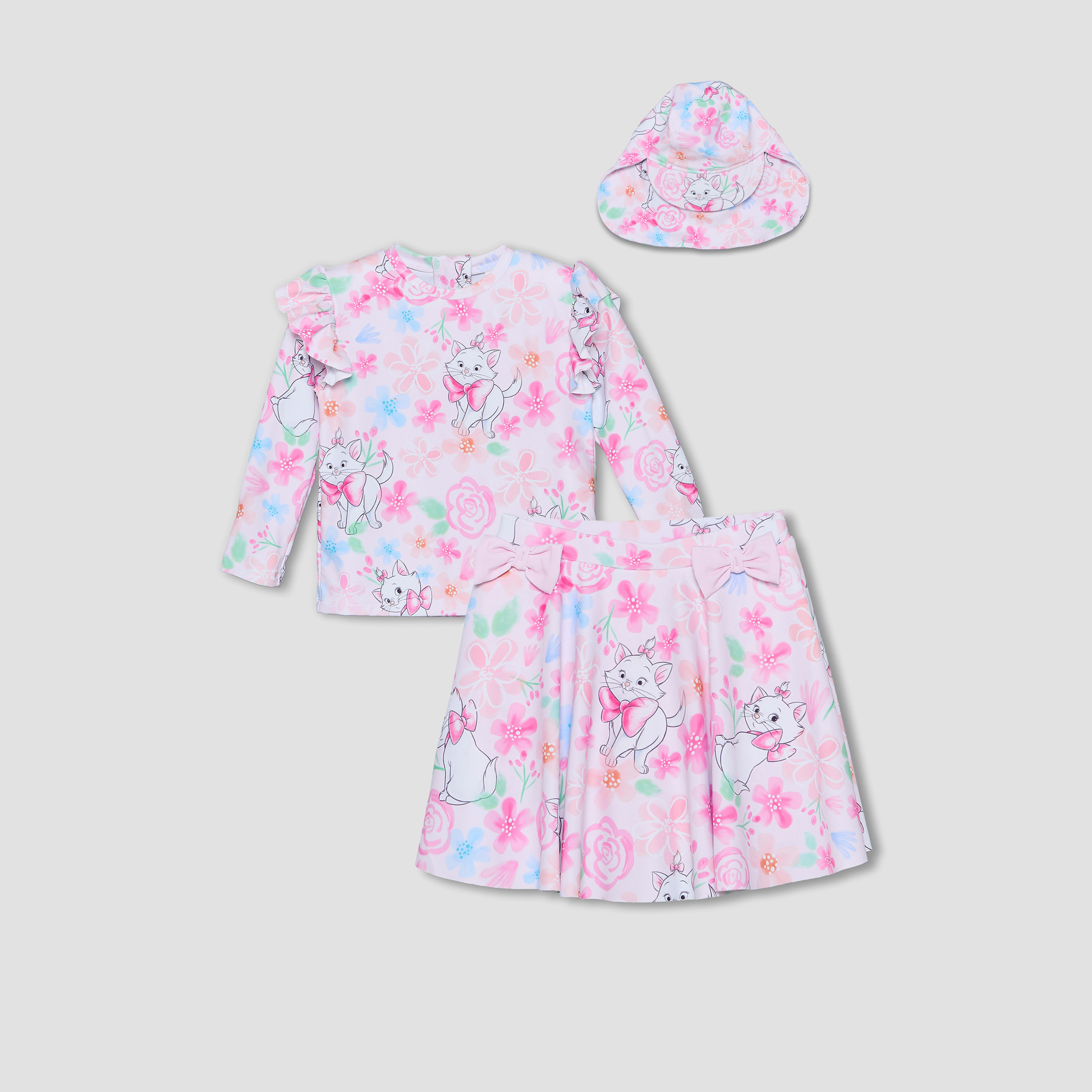 طقم بدلة سباحة بياقة مستديرة وأكمام طويلة بطبعات ماري من ديزني - 3 قطع-girls-clothing-swimwear-image-10