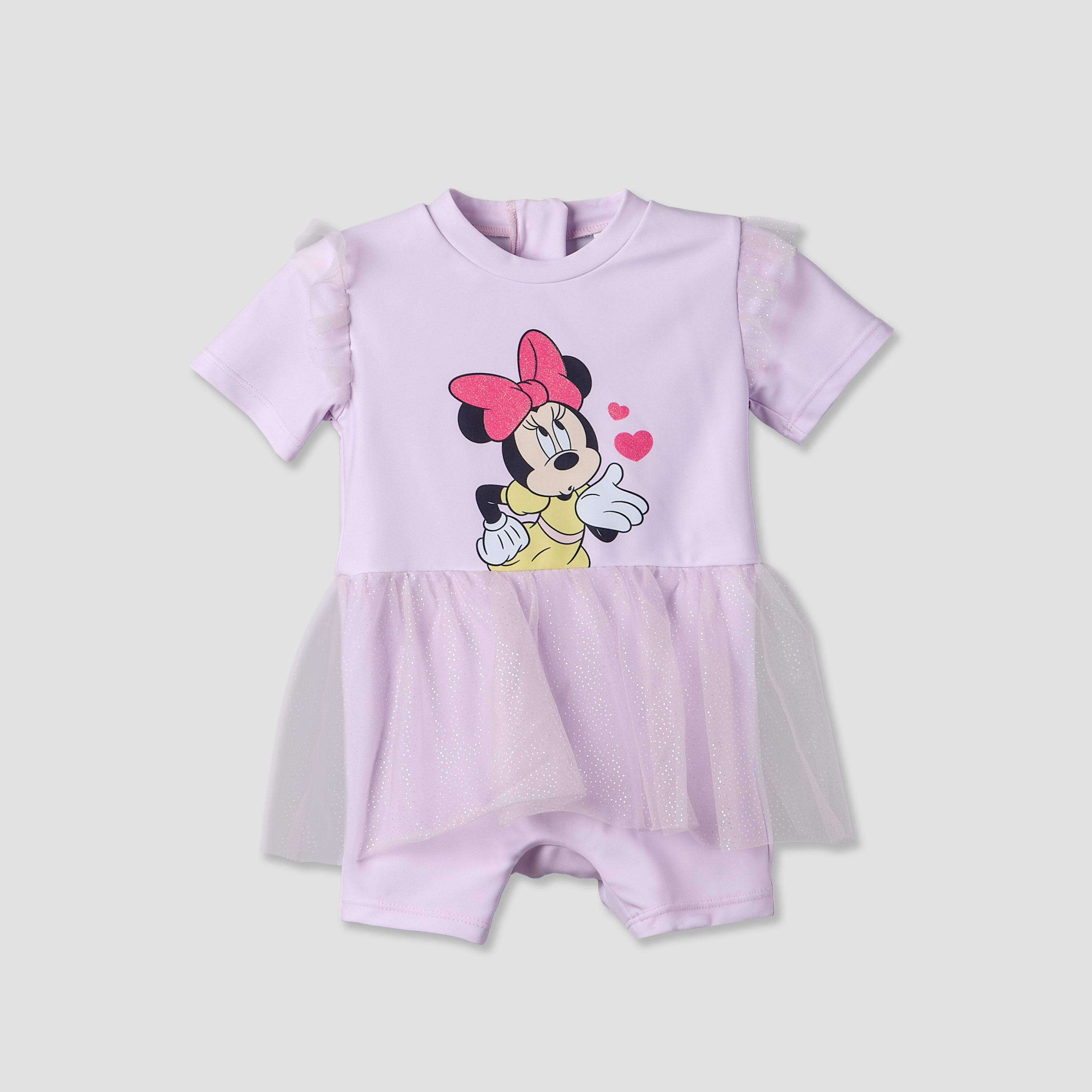 Disney Round Neck Short Sleeves Swimsuit with Minnie Mouse Print-girls-clothing-swimwear-image-2