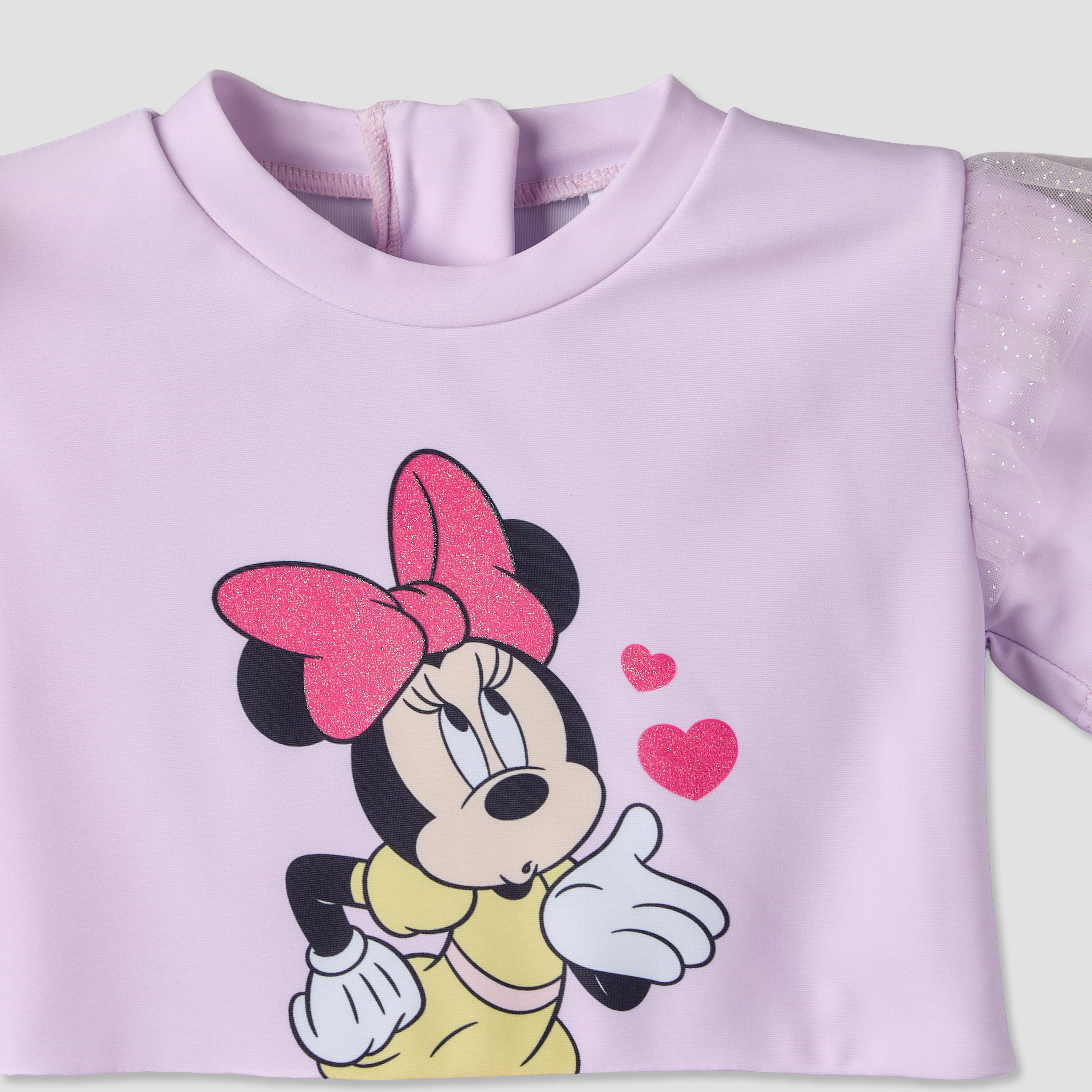 Disney Round Neck Short Sleeves Swimsuit with Minnie Mouse Print-girls-clothing-swimwear-image-4