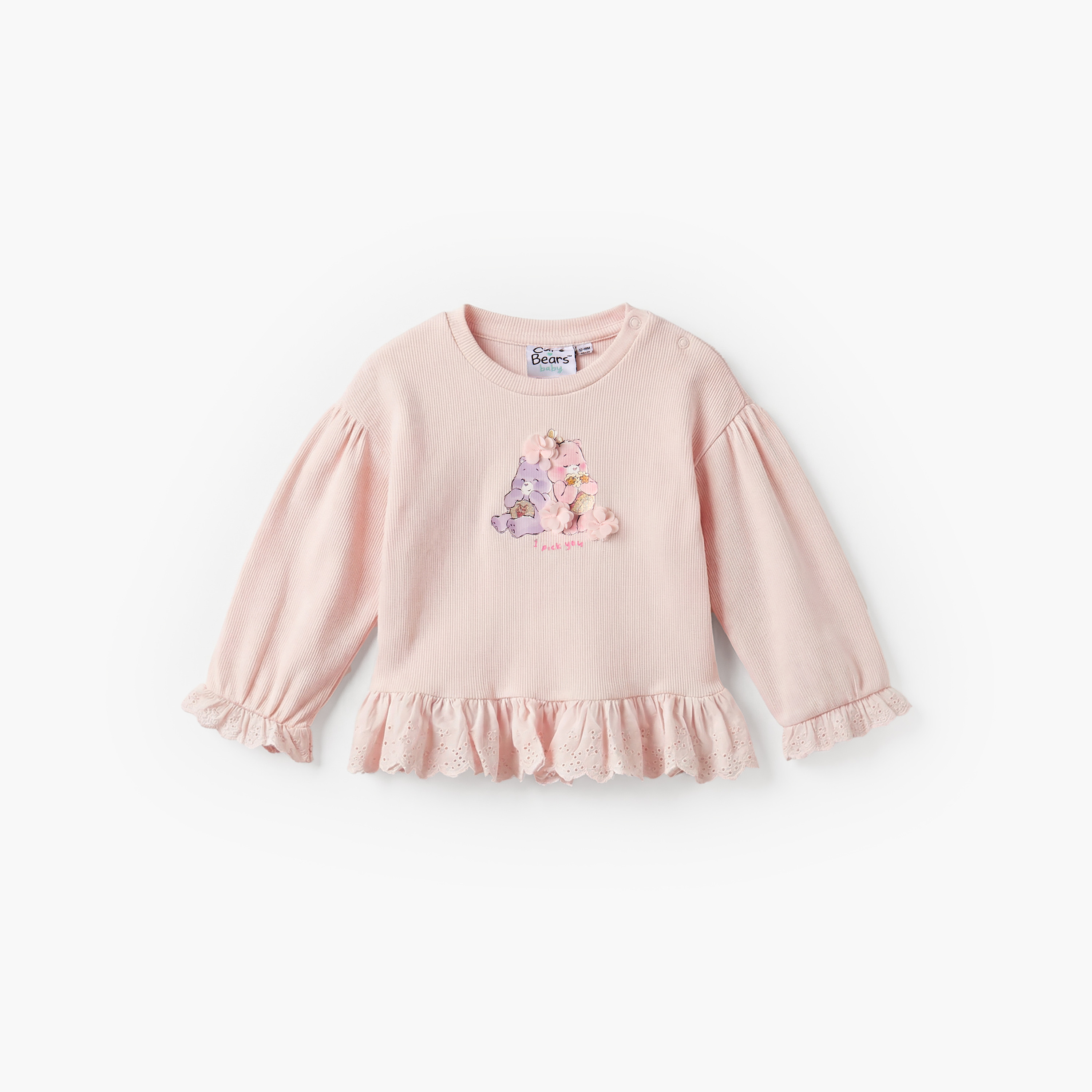 Cloud Co Round Neck Long Sleeve Top and Pyjama Set with Care Bear Print-baby-girls-clothing-setsandcoords-image-2
