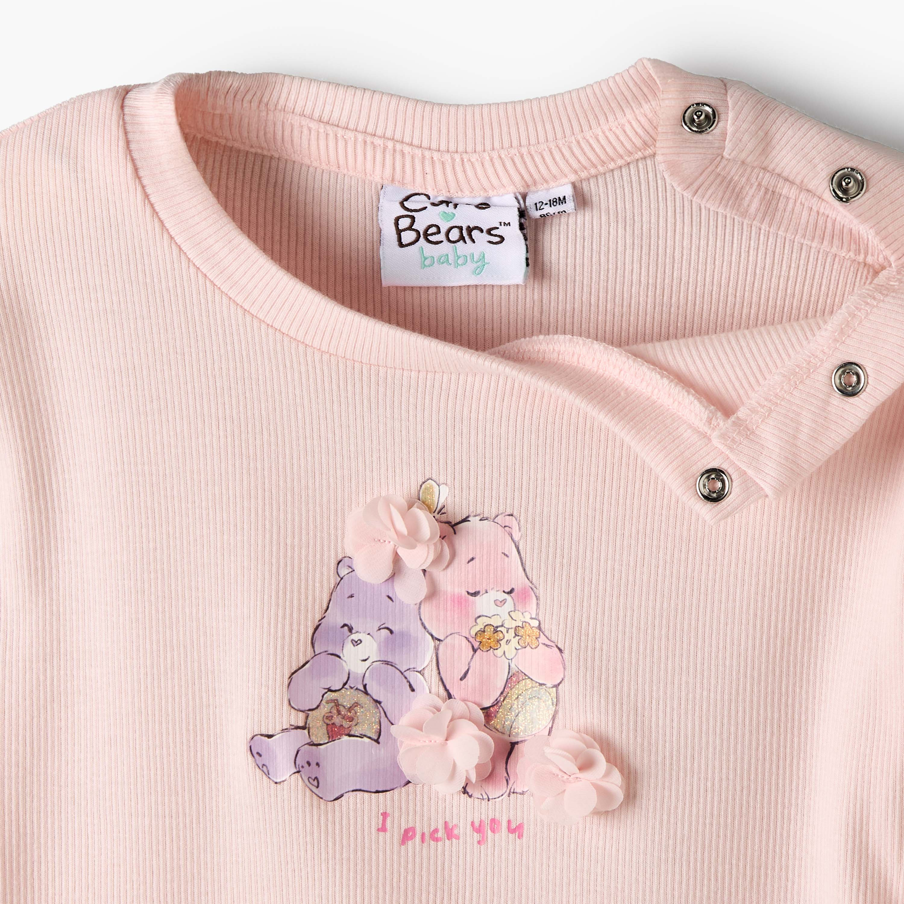 Cloud Co Round Neck Long Sleeve Top and Pyjama Set with Care Bear Print-baby-girls-clothing-setsandcoords-image-4