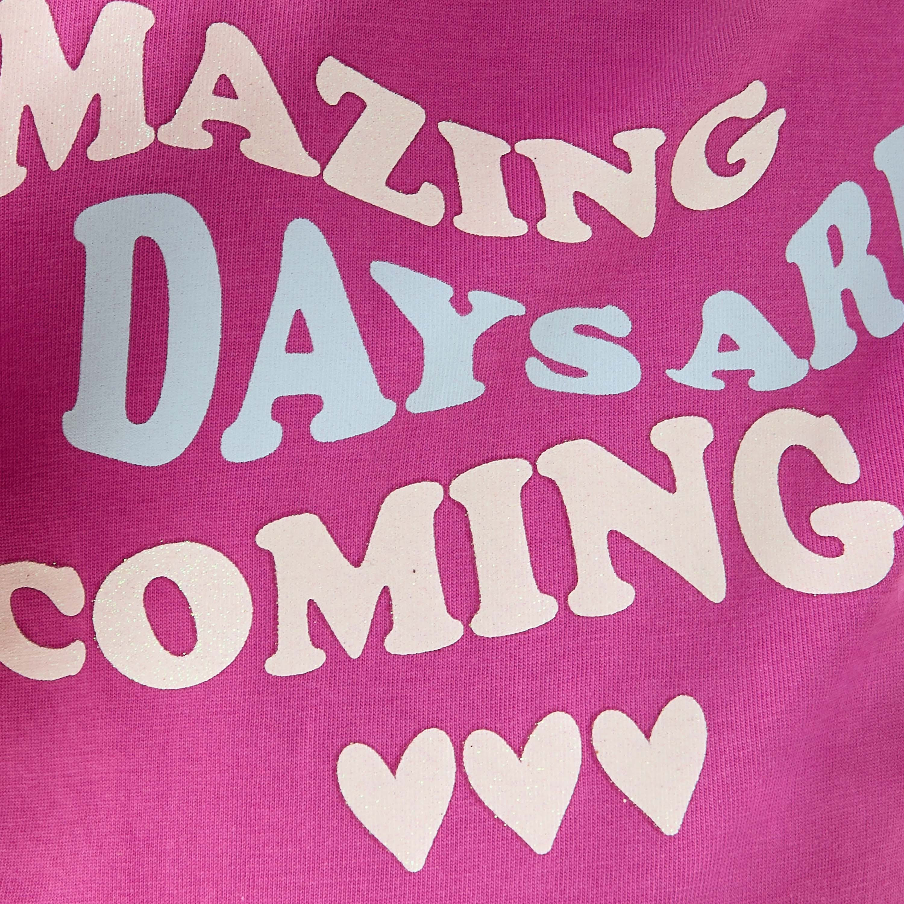 Juniors Crew Neck Short Ruffle Sleeves T-shirt with Slogan Print-girls-clothing-tshirts-image-5