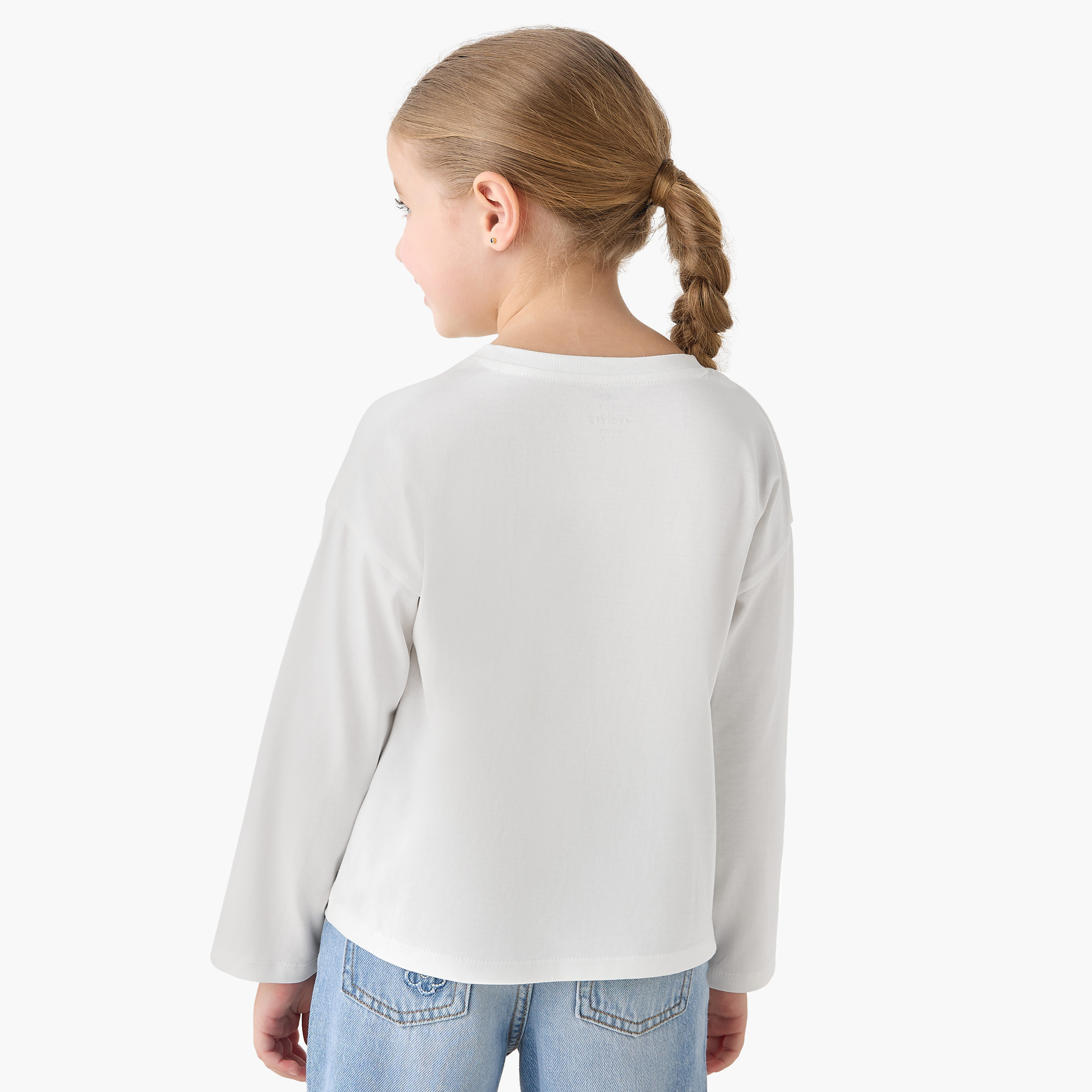 Juniors Crew Neck Long Sleeves T-shirt with Print-girls-clothing-tshirts-image-3