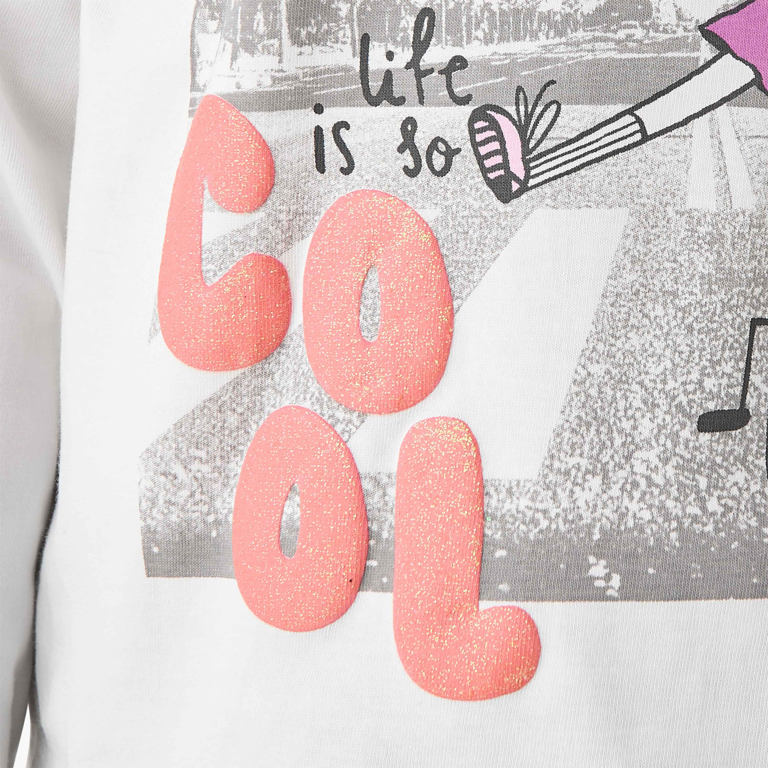 Juniors Crew Neck Long Sleeves T-shirt with Print-girls-clothing-tshirts-image-5