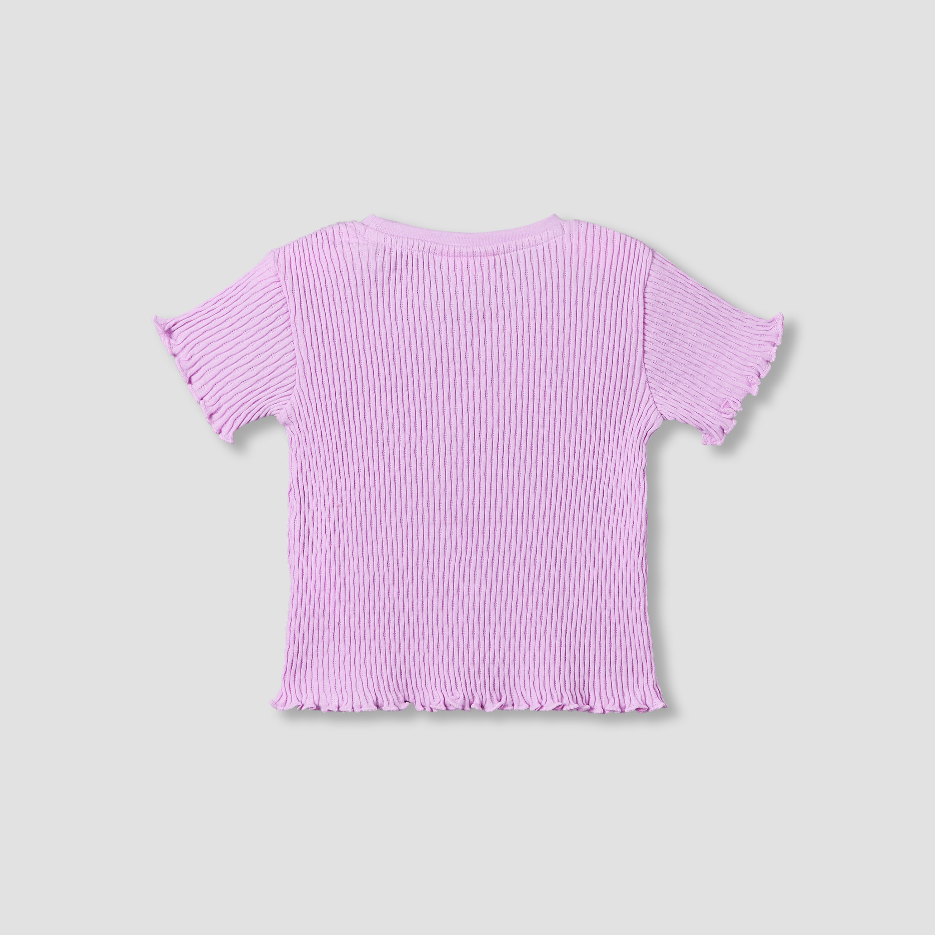 Juniors Crew Neck Short Sleeves T-shirt with Ribbed Design-girls-clothing-tshirts-image-2