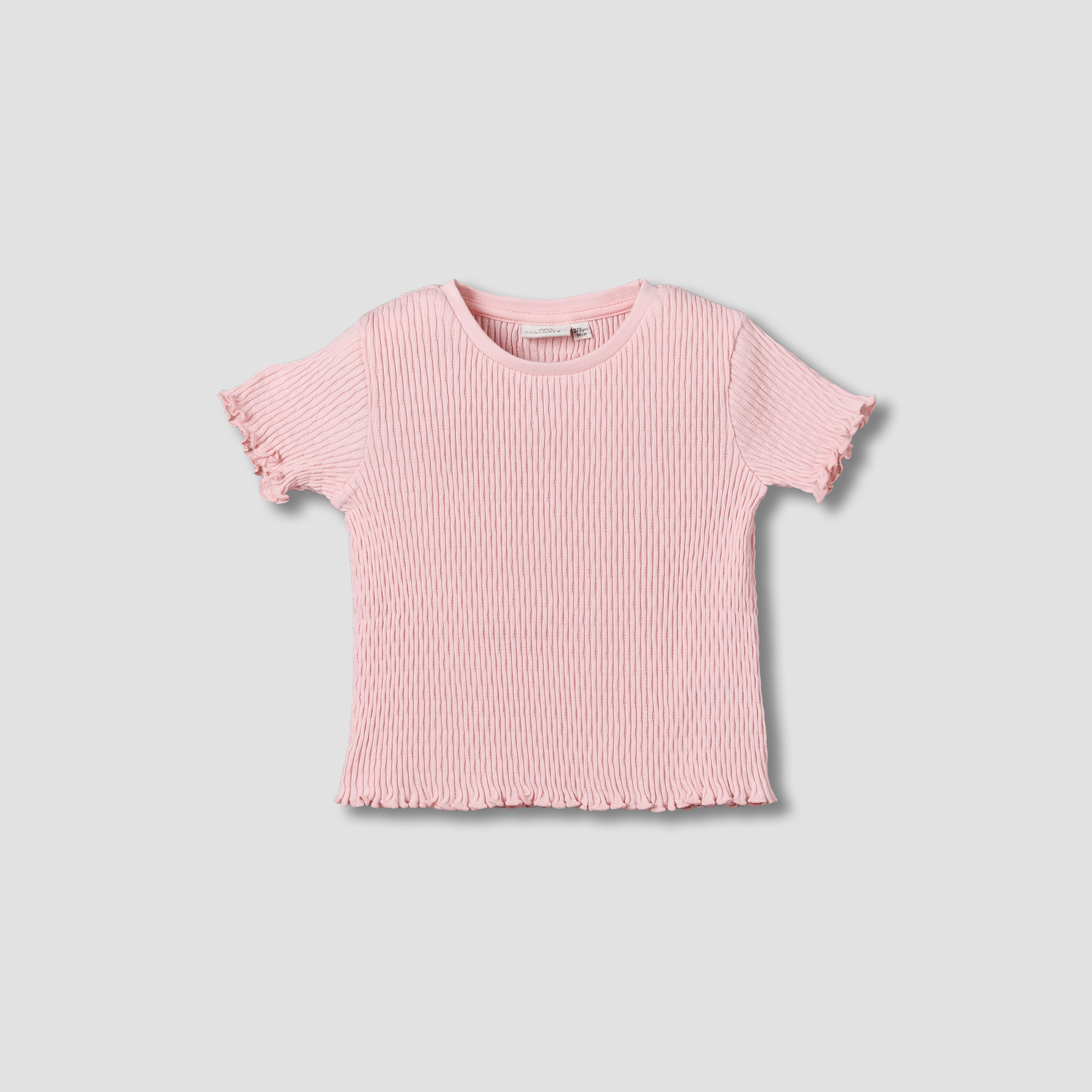 Juniors Crew Neck Short Sleeves T-shirt with Ribbed Design-girls-clothing-tshirts-image-1