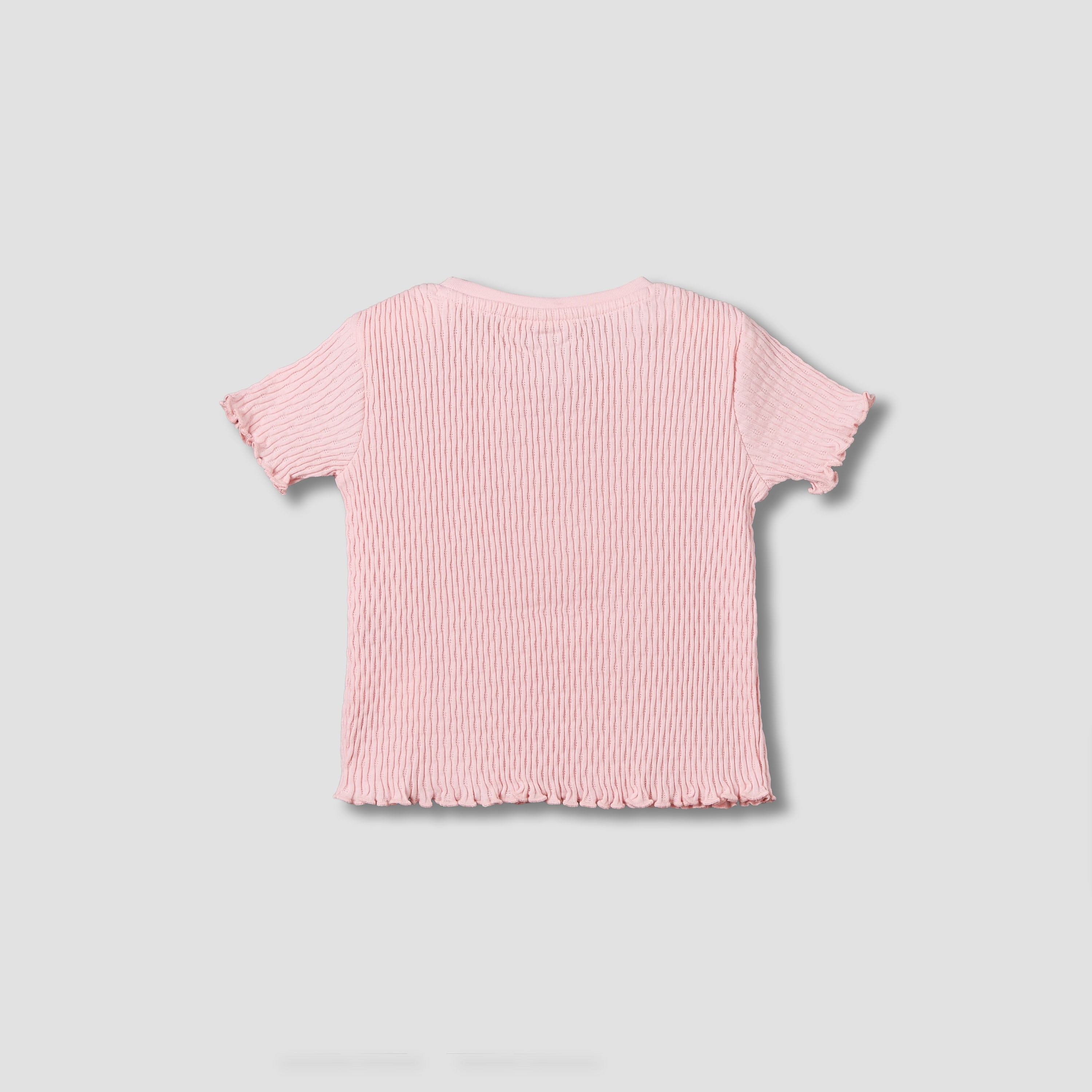 Juniors Crew Neck Short Sleeves T-shirt with Ribbed Design-girls-clothing-tshirts-image-2