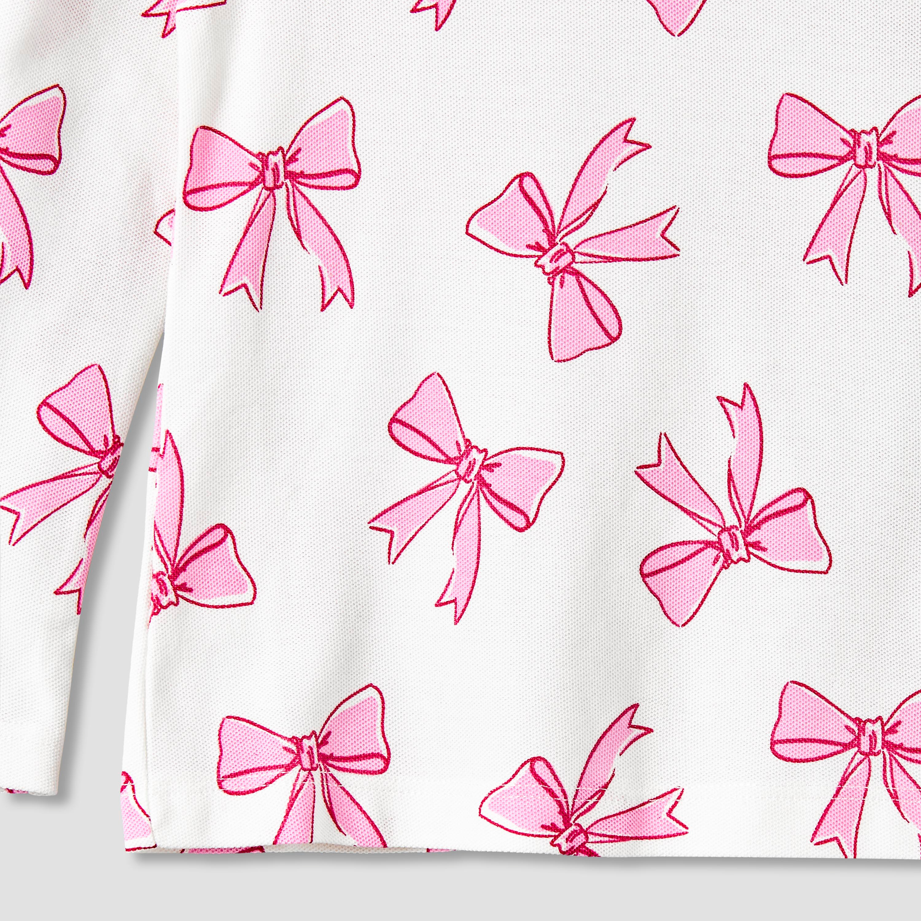 Juniors Collared Long Sleeves Polo T-shirt with Butterfly Embroidery-girls-clothing-tshirts-image-4