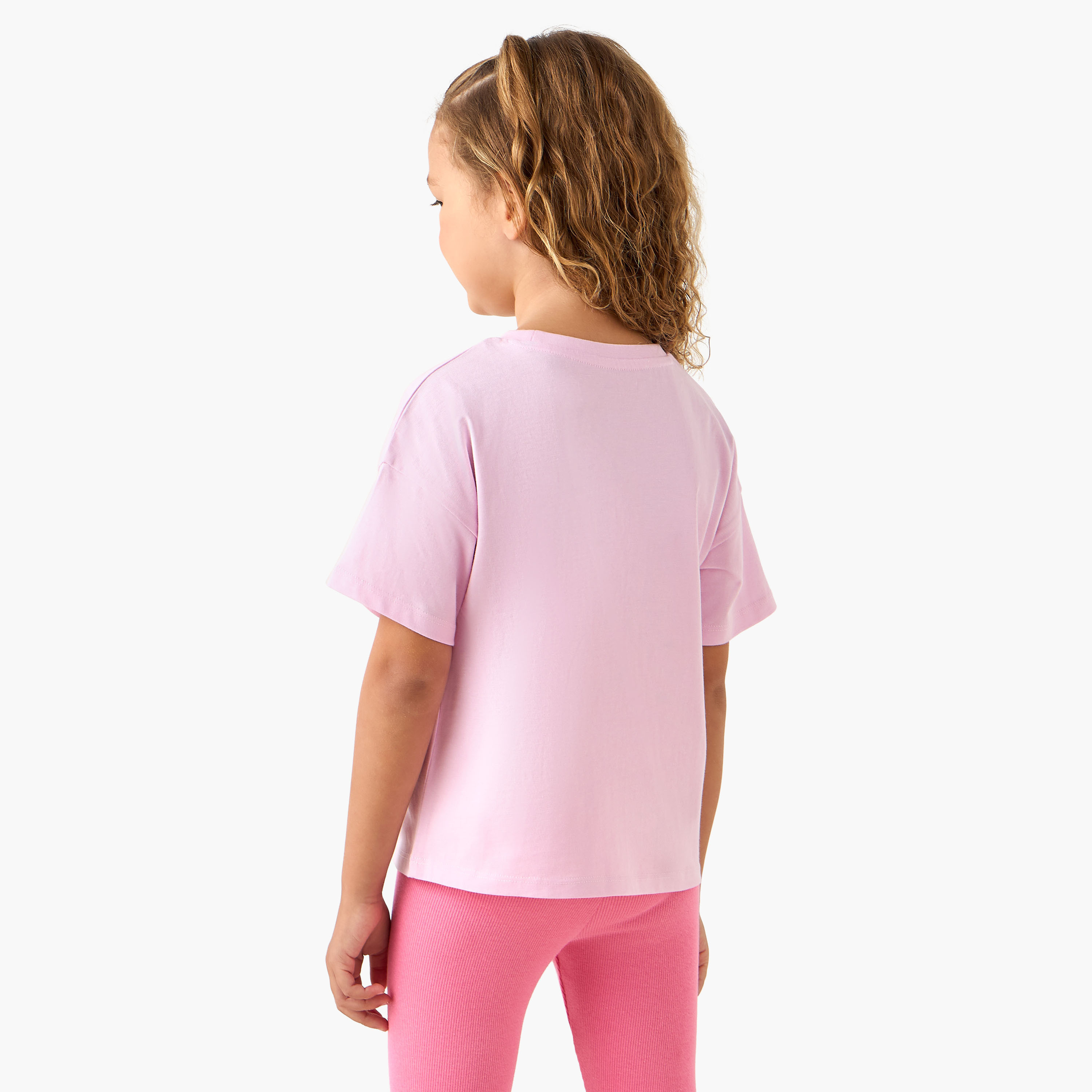 Juniors Crew Neck Short Sleeves T-shirt with Graphic Print-girls-clothing-tshirts-image-3