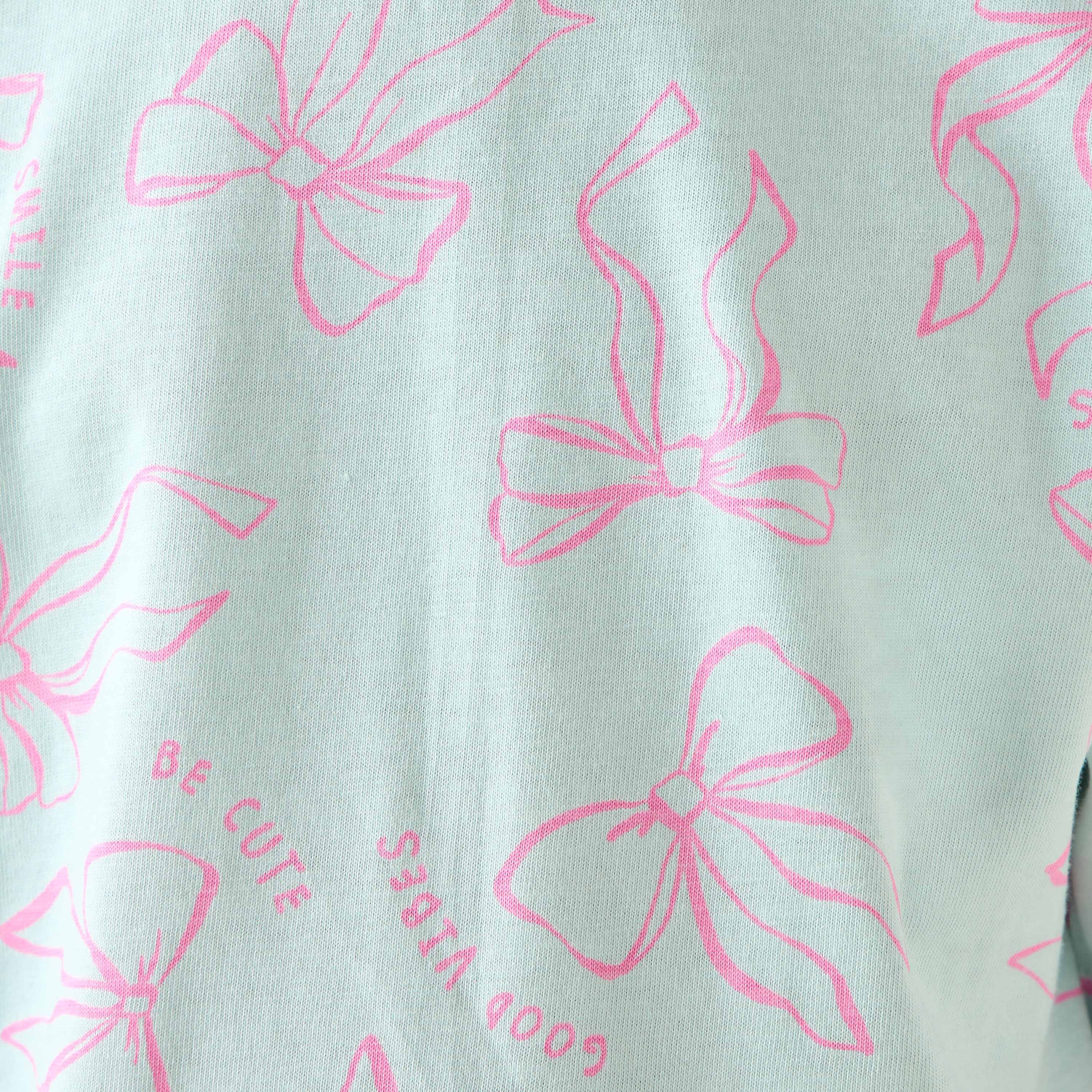 Juniors Crew Neck Short Sleeves T-shirt with Bow Print-girls-clothing-tshirts-image-5