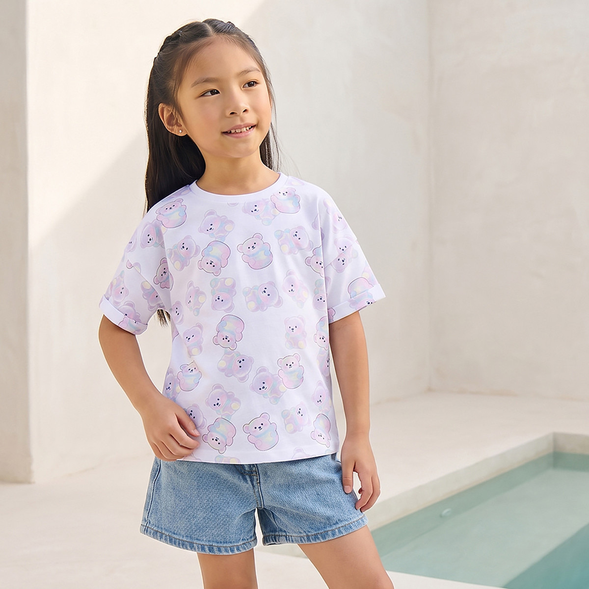 Juniors Crew Neck Short Sleeves T-shirt with Print-girls-clothing-tshirts-image-1