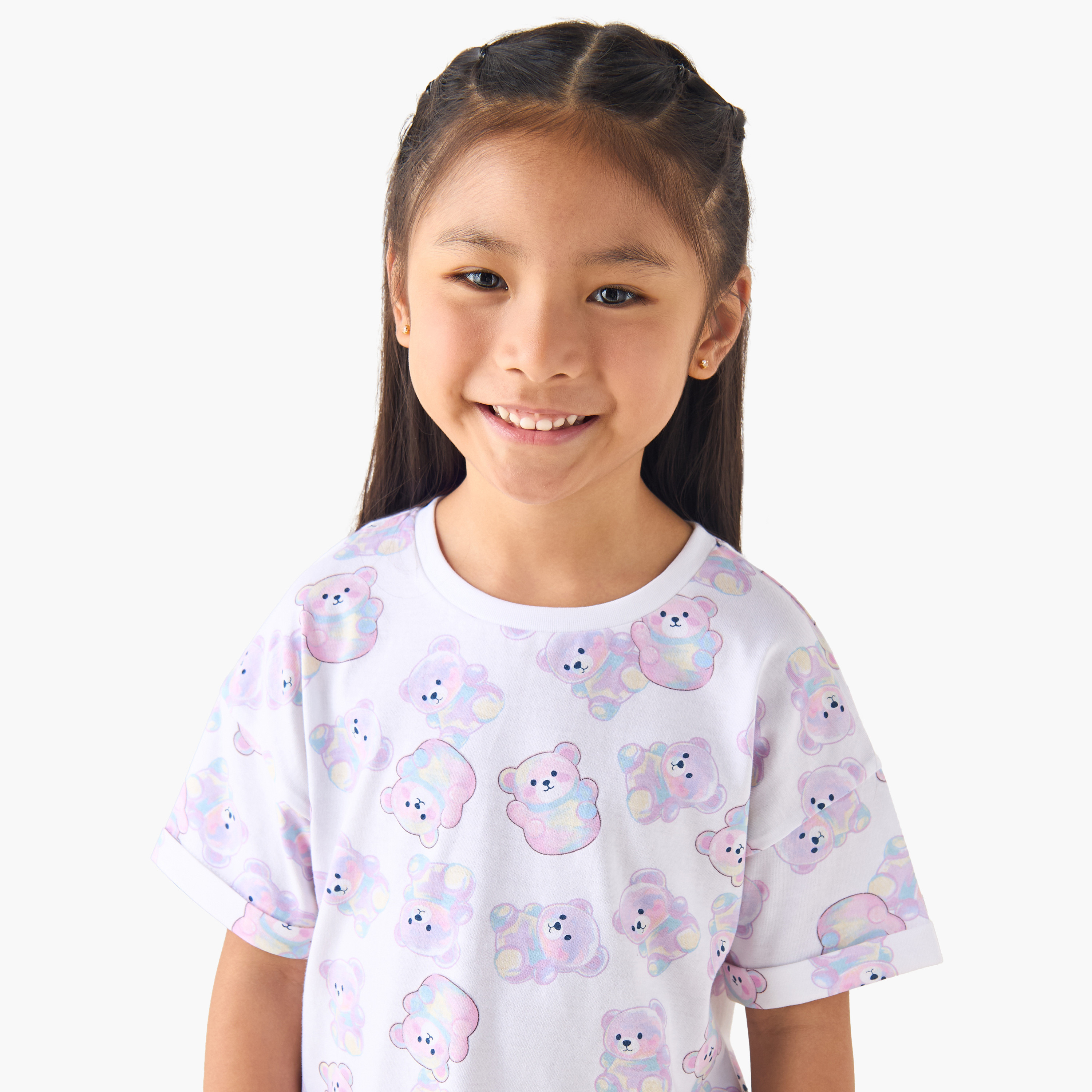 Juniors Crew Neck Short Sleeves T-shirt with Print-girls-clothing-tshirts-image-4