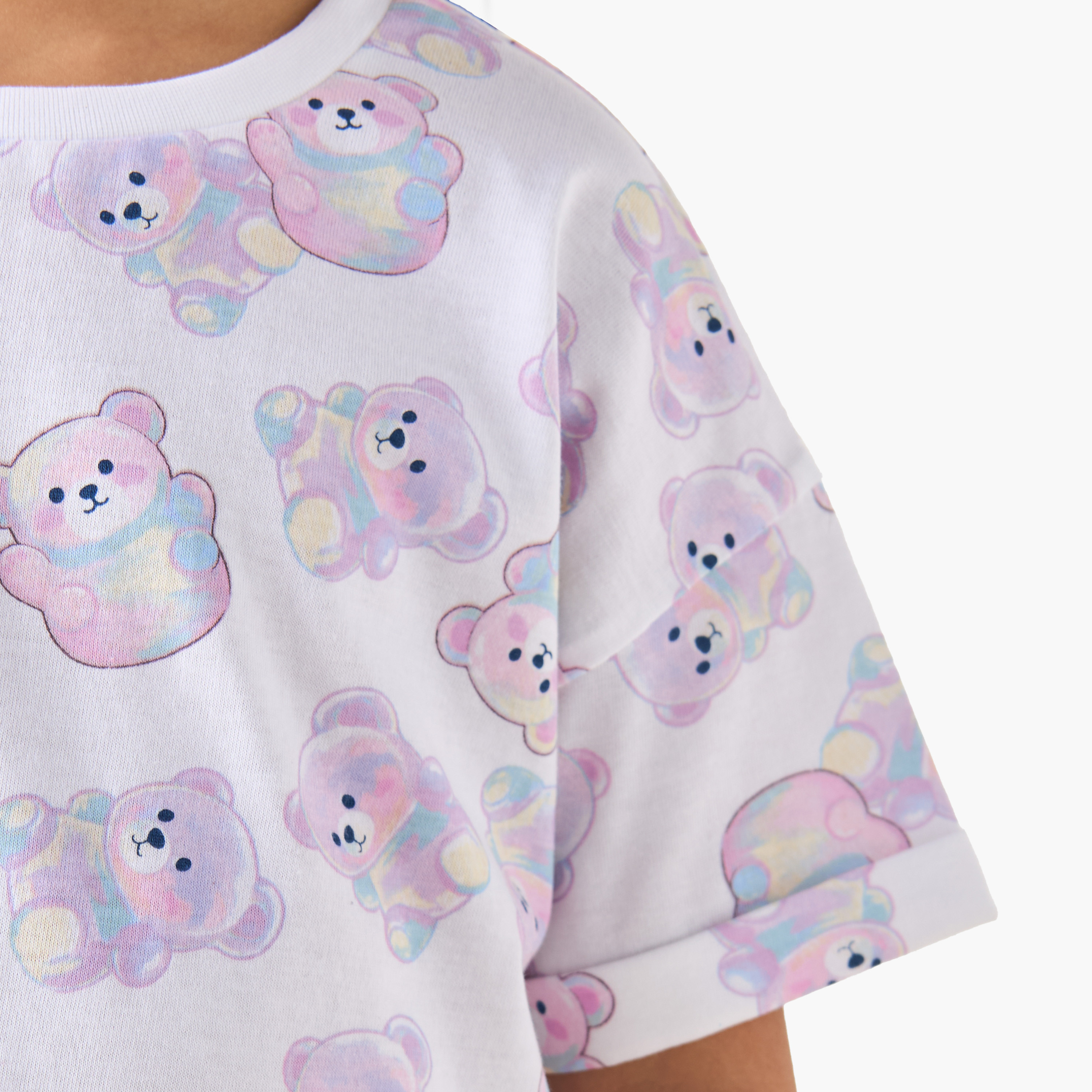 Juniors Crew Neck Short Sleeves T-shirt with Print-girls-clothing-tshirts-image-5