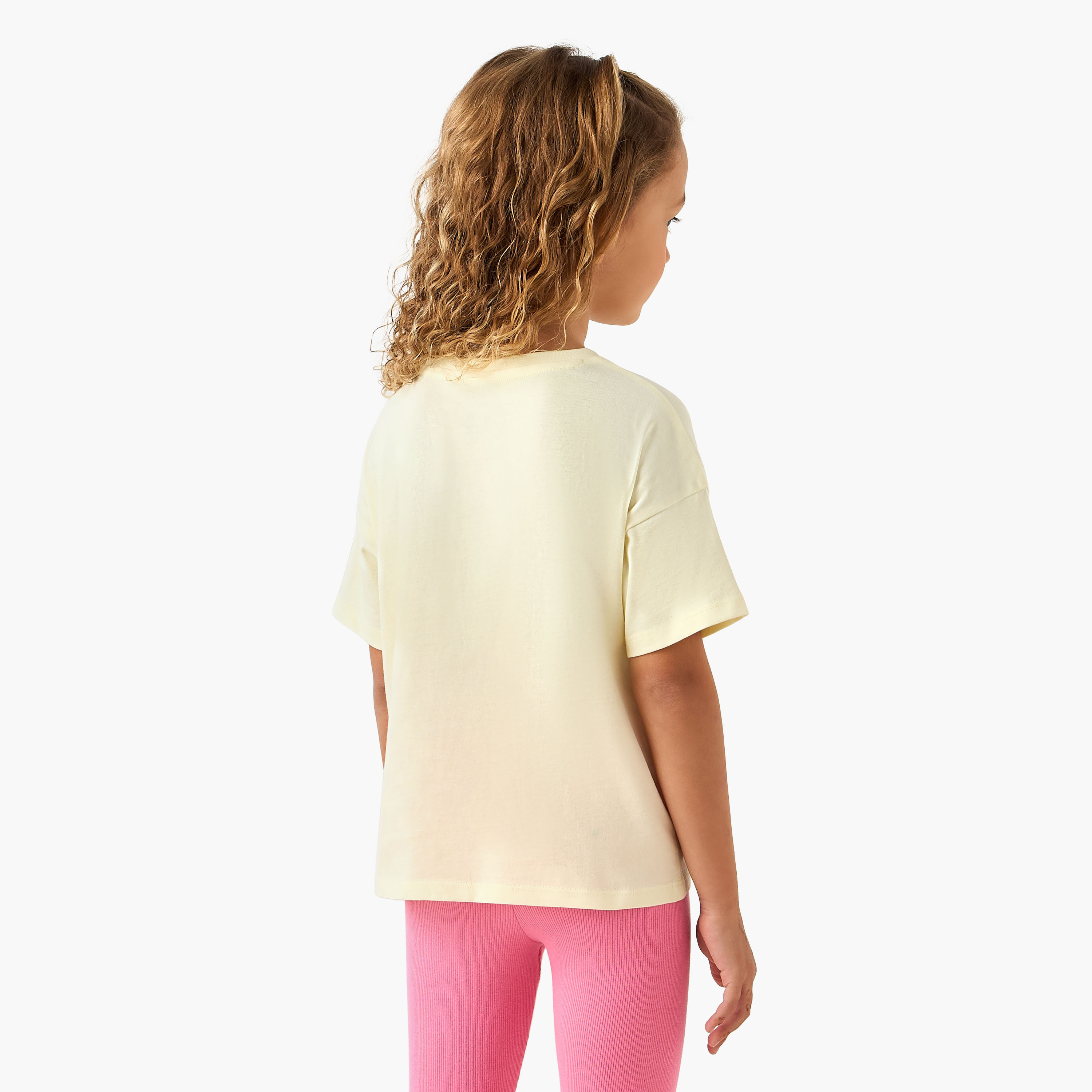 Juniors Crew Neck Short Sleeves T-shirt with Bow Print-girls-clothing-tshirts-image-3