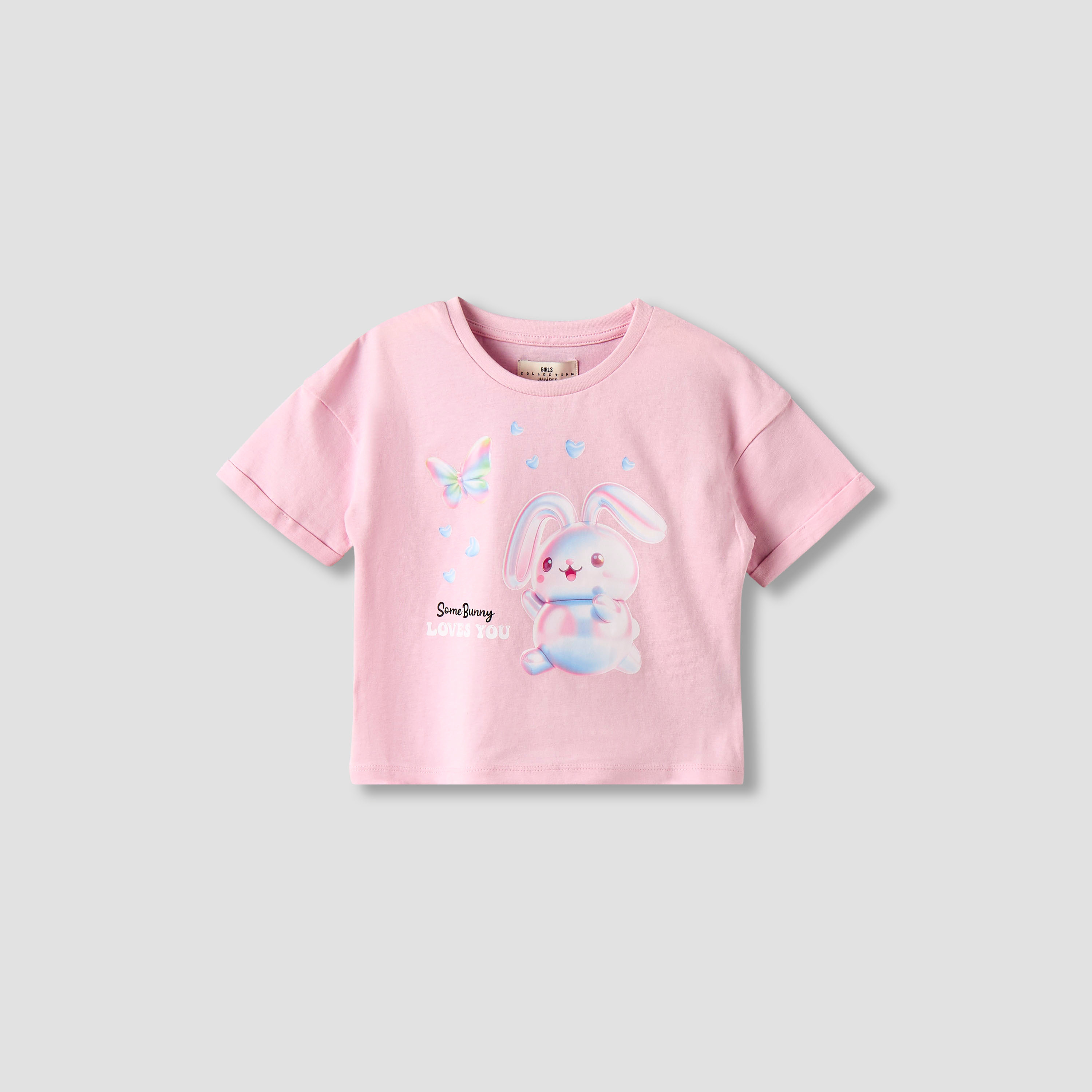Juniors Crew Neck Short Sleeves T-shirt with Graphic Print-girls-clothing-tshirts-image-1