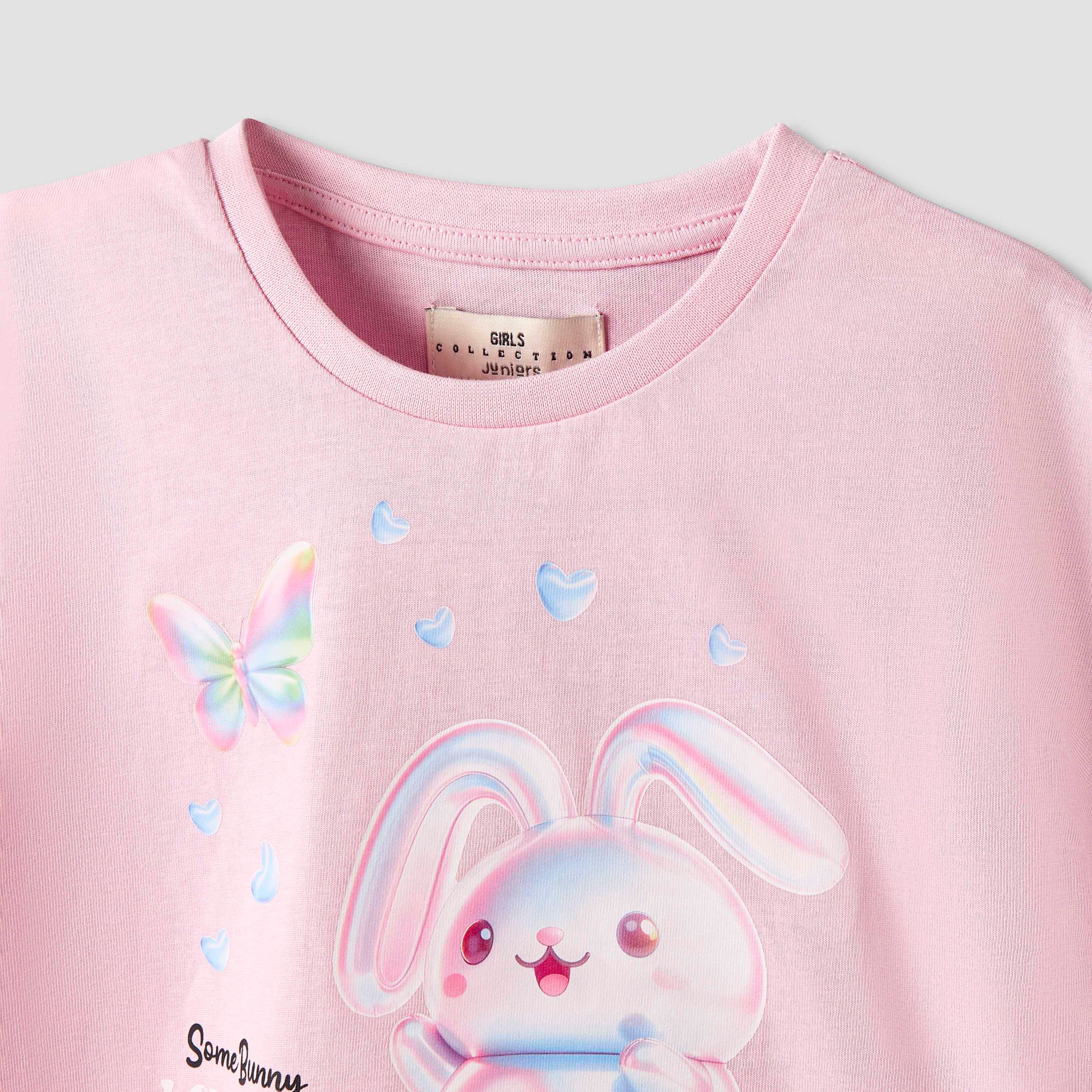 Juniors Crew Neck Short Sleeves T-shirt with Graphic Print-girls-clothing-tshirts-image-3