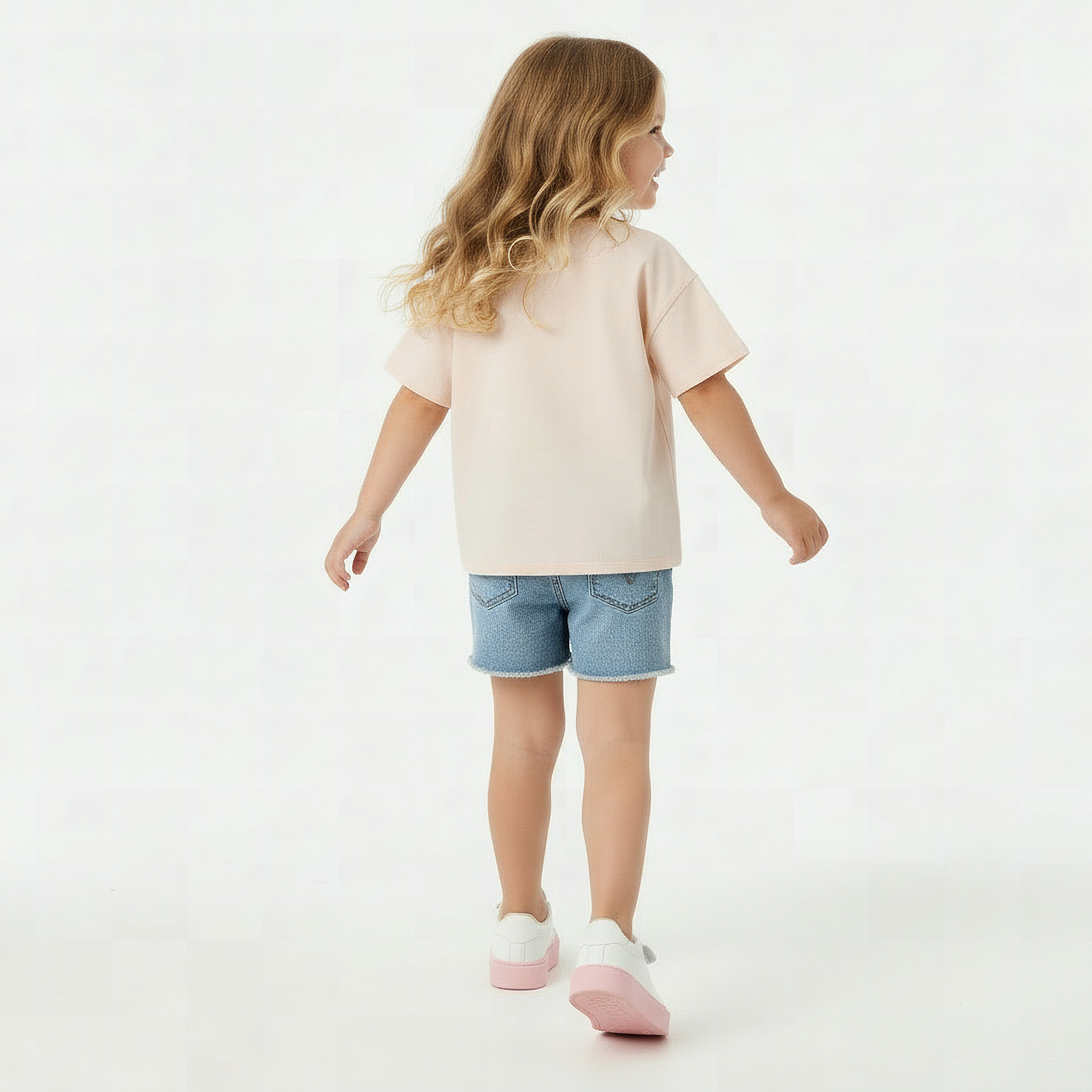Juniors Round Neck Short Sleeves T-shirt with Bear Print-girls-clothing-tshirts-image-4