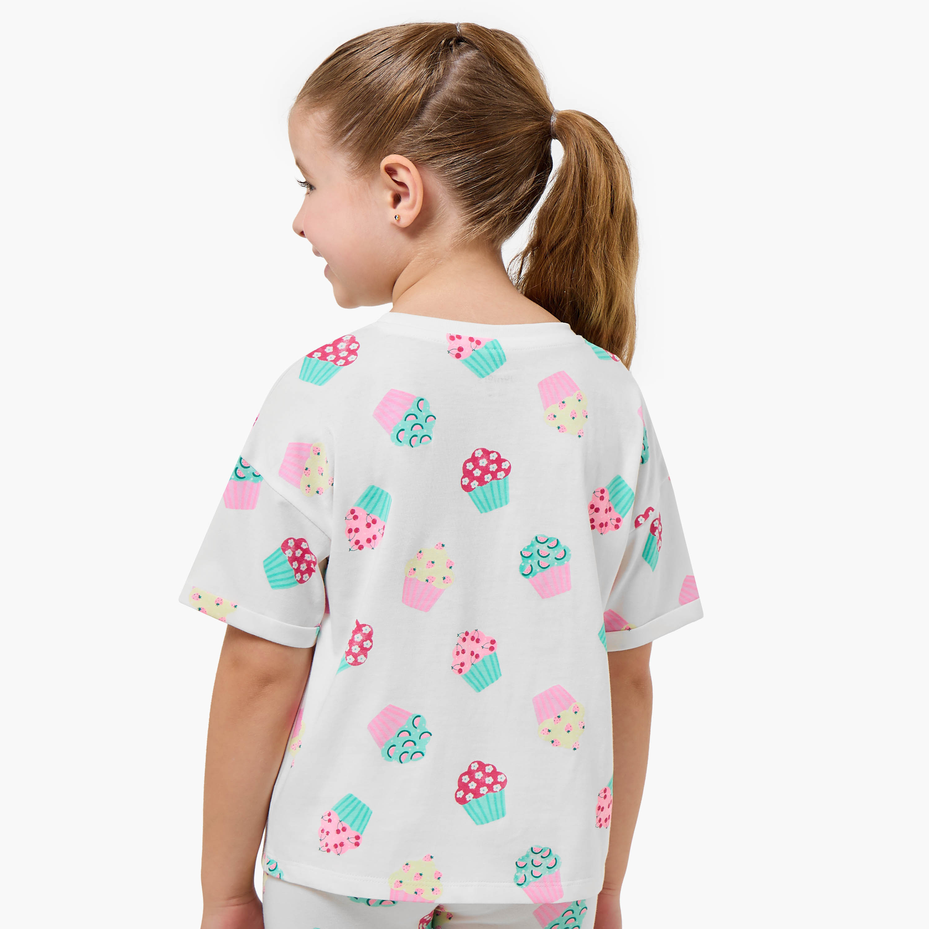 Juniors Crew Neck Short Sleeve T-shirt with Cupcake Print-girls-clothing-tshirts-image-3