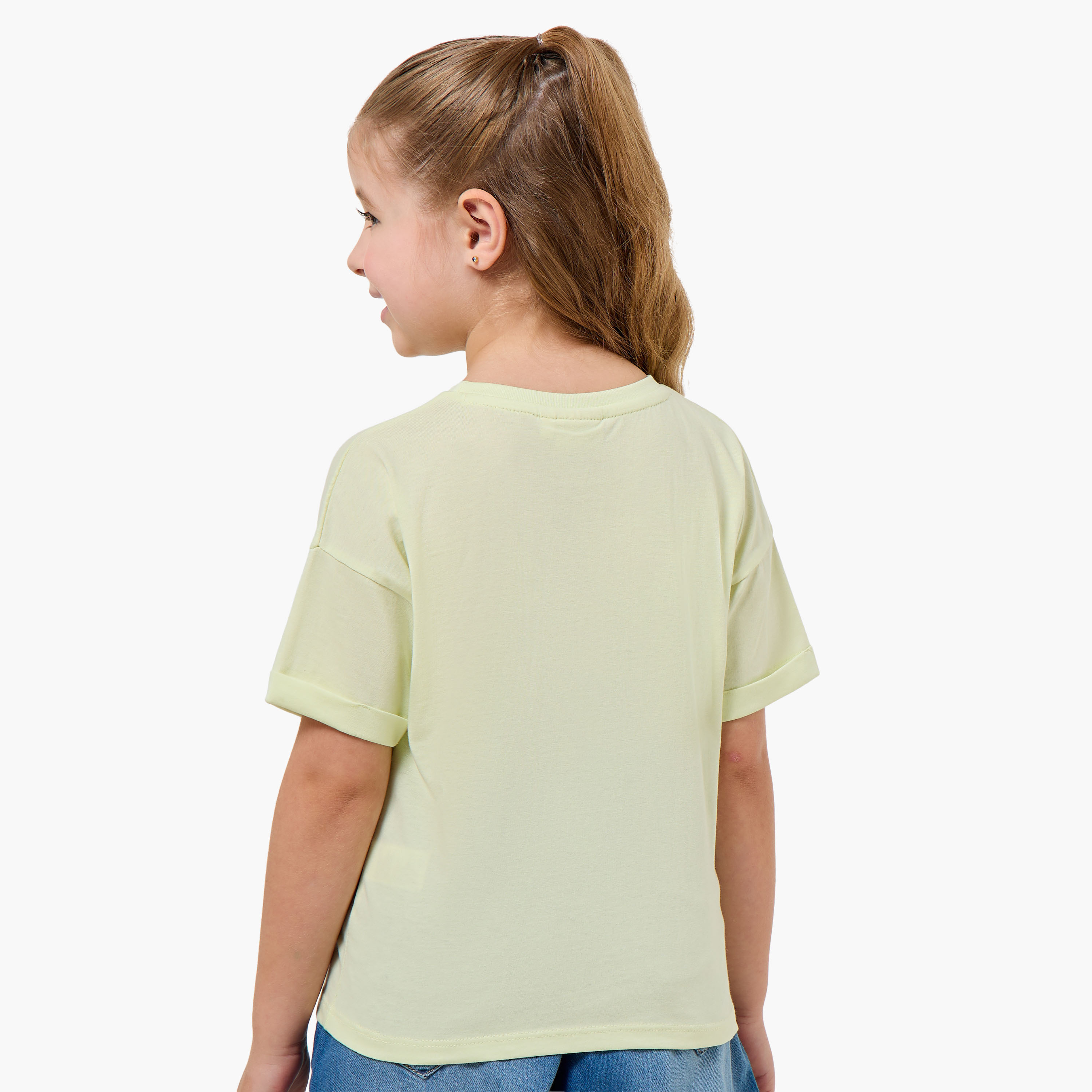 Juniors Round Neck Short Sleeve T-shirt with Embellishment-girls-clothing-tshirts-image-3