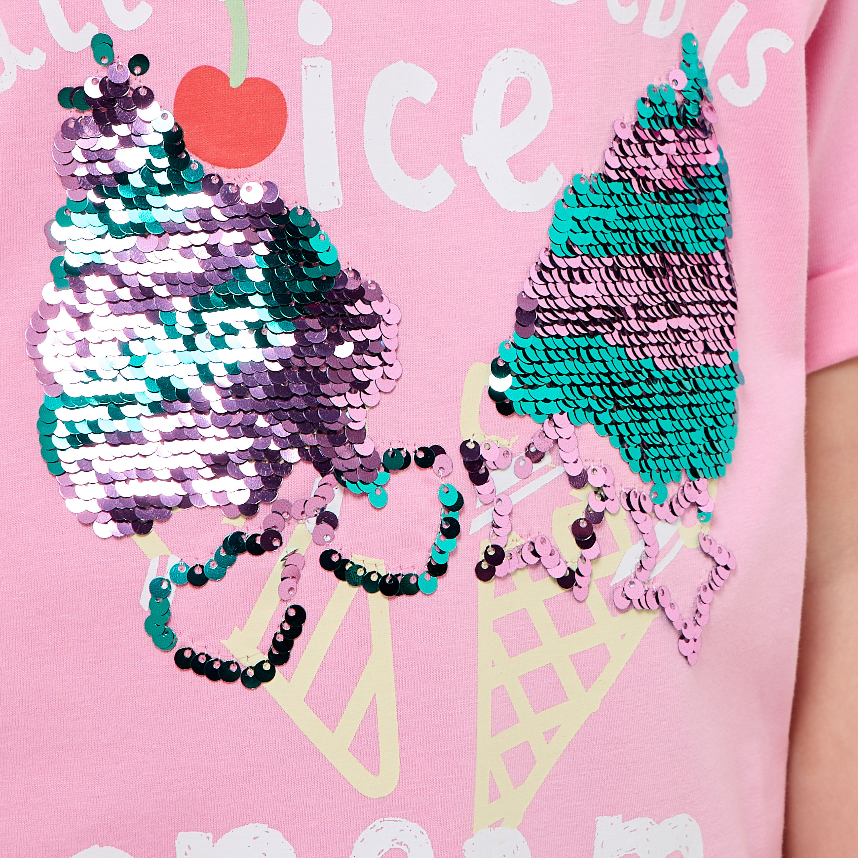 Juniors Round Neck Short Sleeve T-shirt with Embellishment-girls-clothing-tshirts-image-5