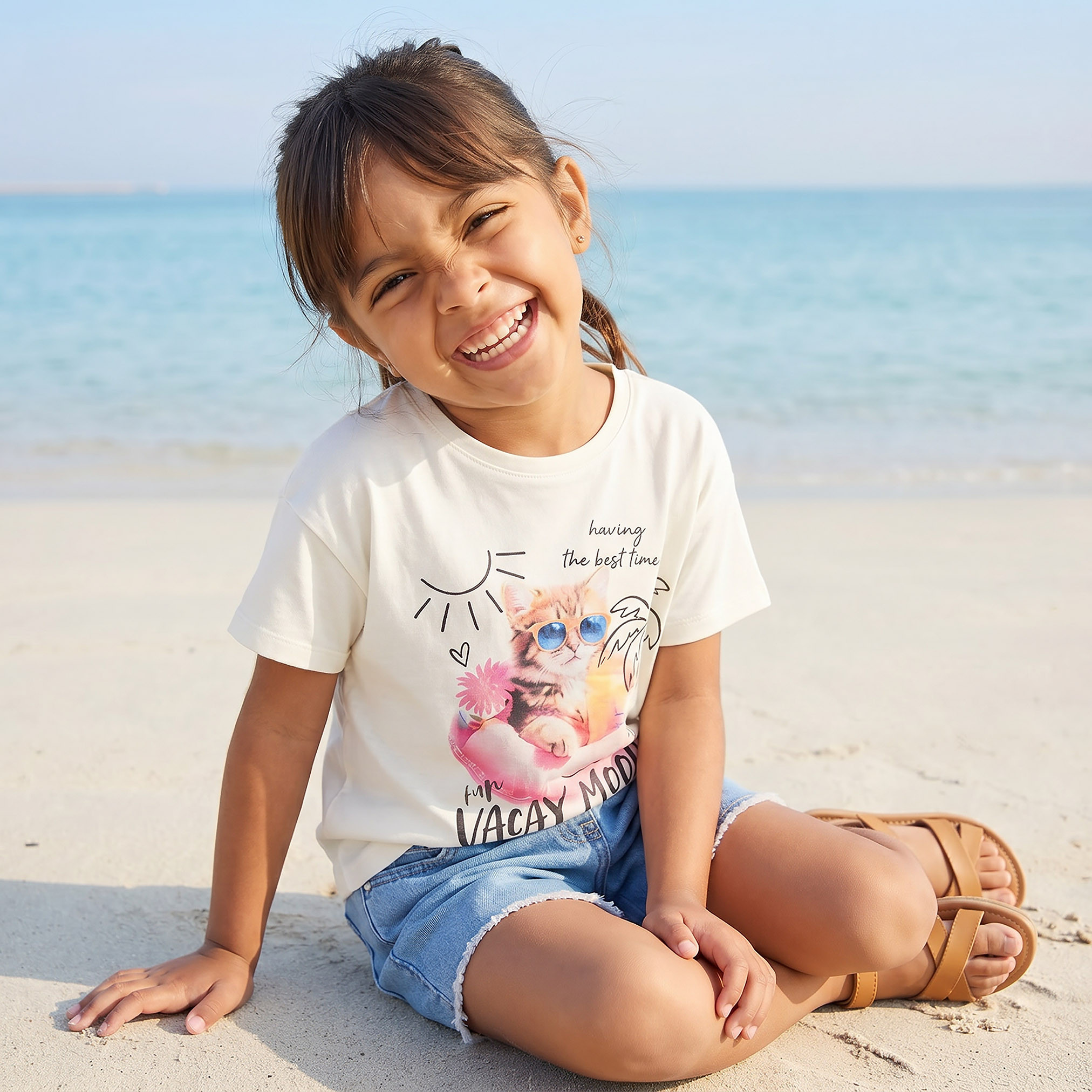 Juniors Crew Neck Short Sleeves T-shirt with Graphic Print-girls-clothing-tshirts-image-5