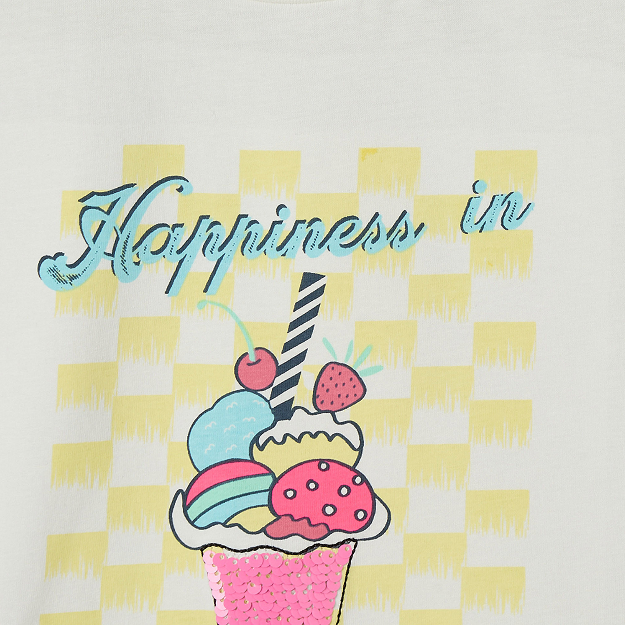 Juniors Crew Neck Short Sleeves T-shirt with Ice Cream Print-girls-clothing-tshirts-image-4