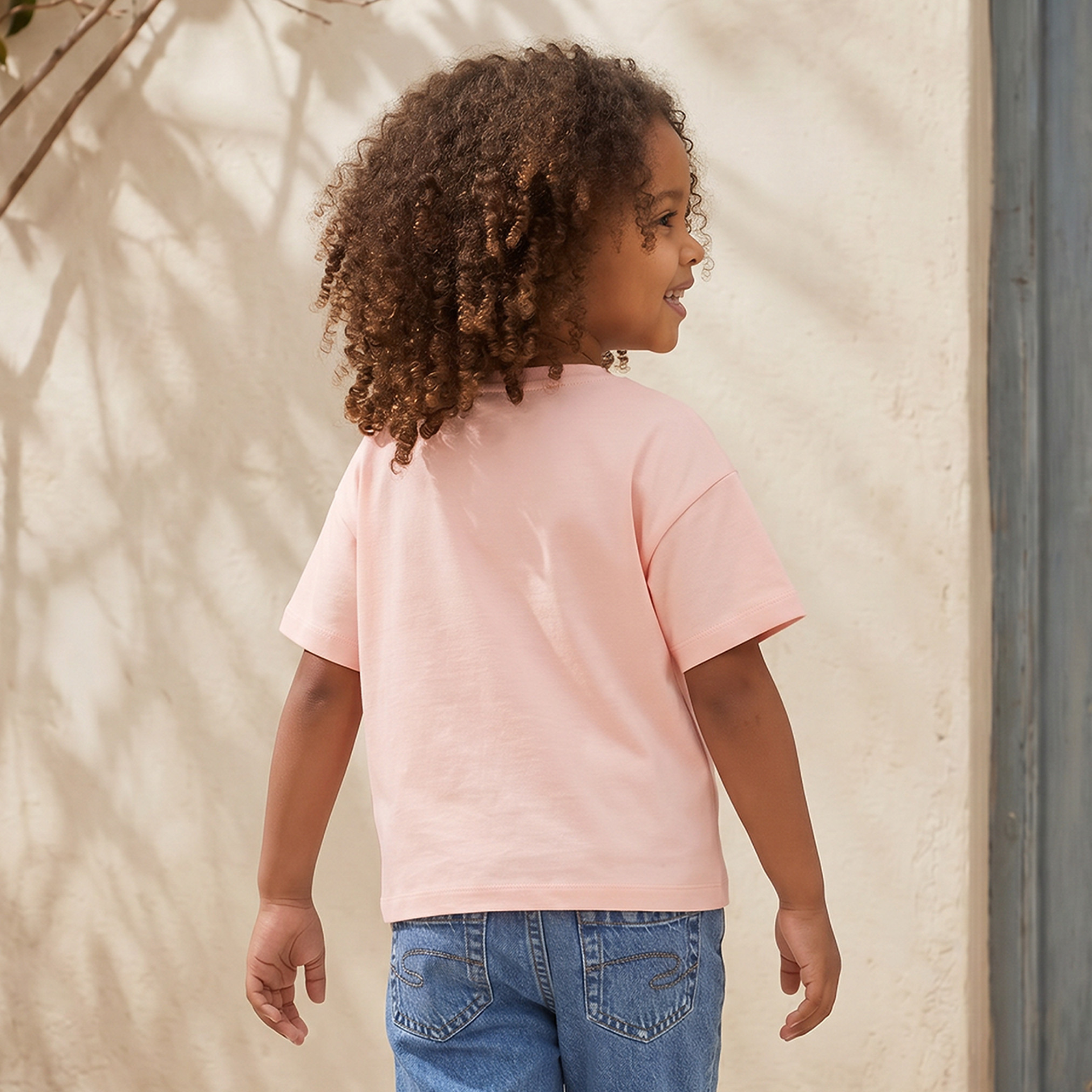 Juniors Crew Neck Short Sleeves T-shirt with Floral Print-girls-clothing-tshirts-image-3