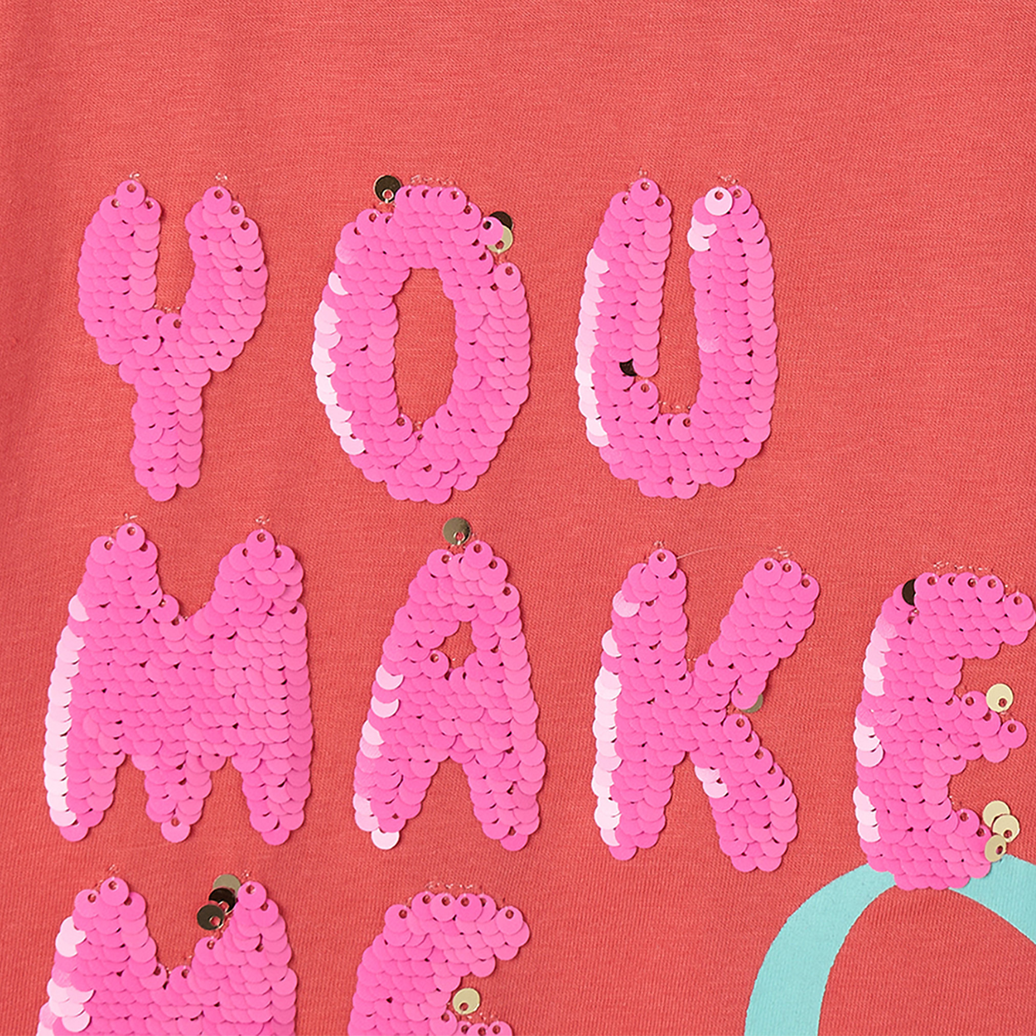 Juniors Crew Neck Short Sleeves T-shirt with Slogan Embellishment-girls-clothing-tshirts-image-4
