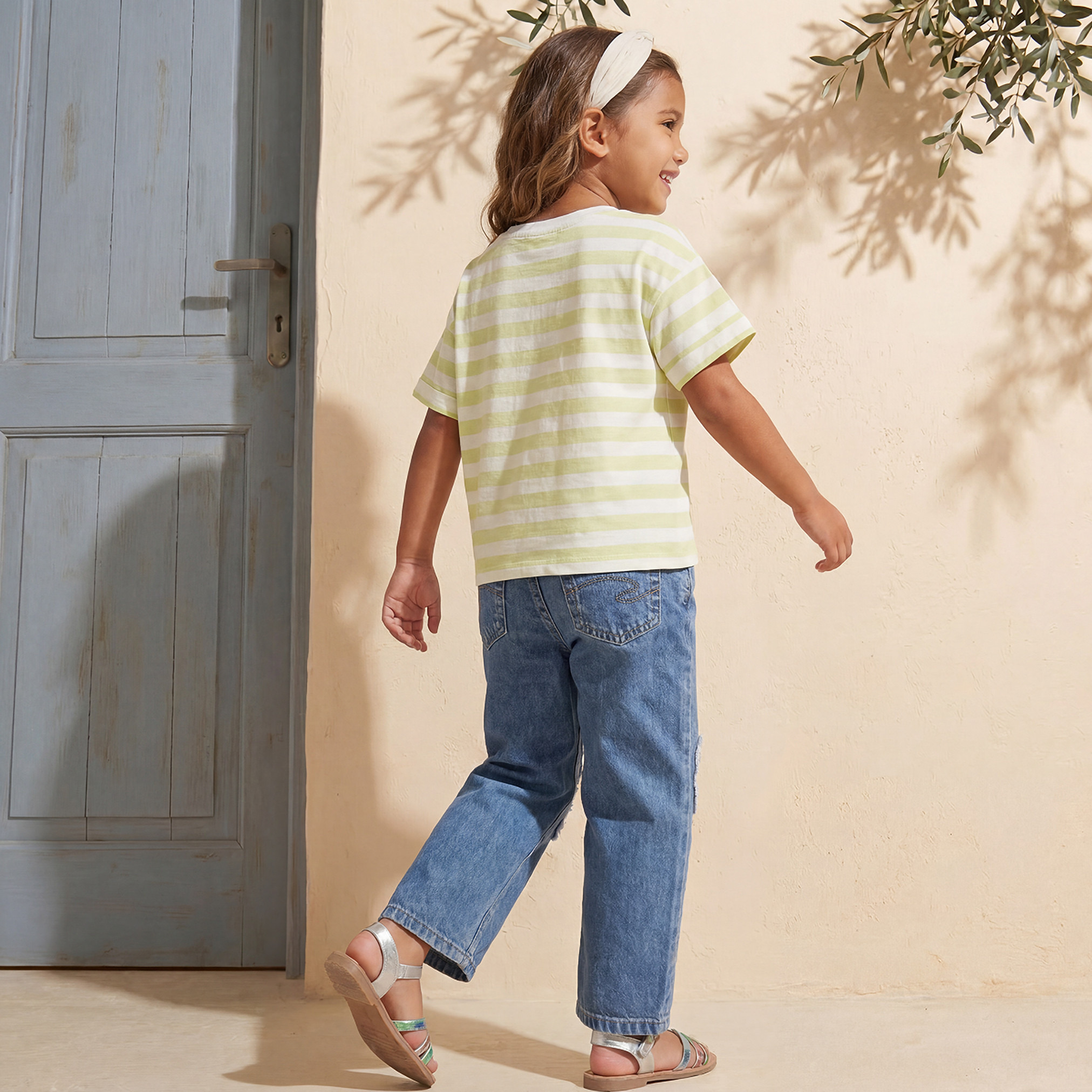 Juniors Crew Neck Short Sleeves T-shirt with Heart Embellishment-girls-clothing-tshirts-image-3