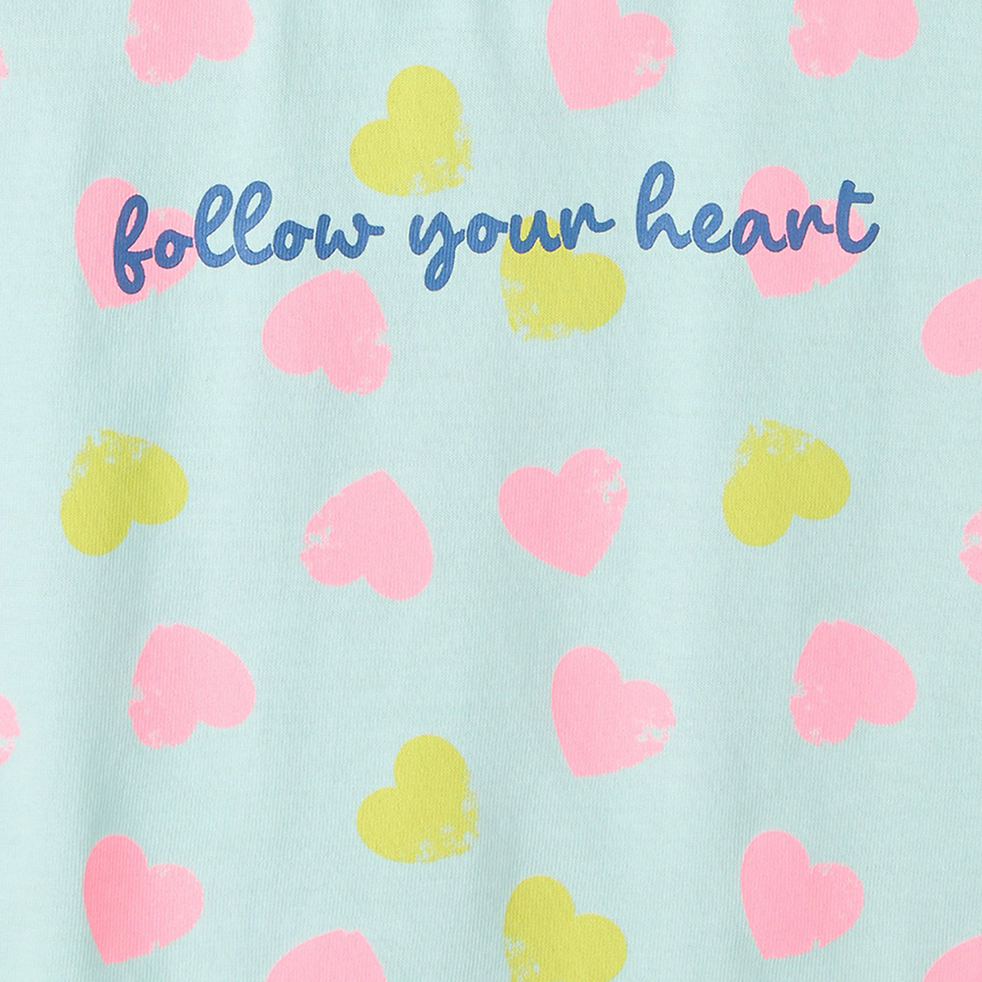 Juniors Crew Neck Short Sleeves T-shirt with Heart Print-girls-clothing-tshirts-image-4