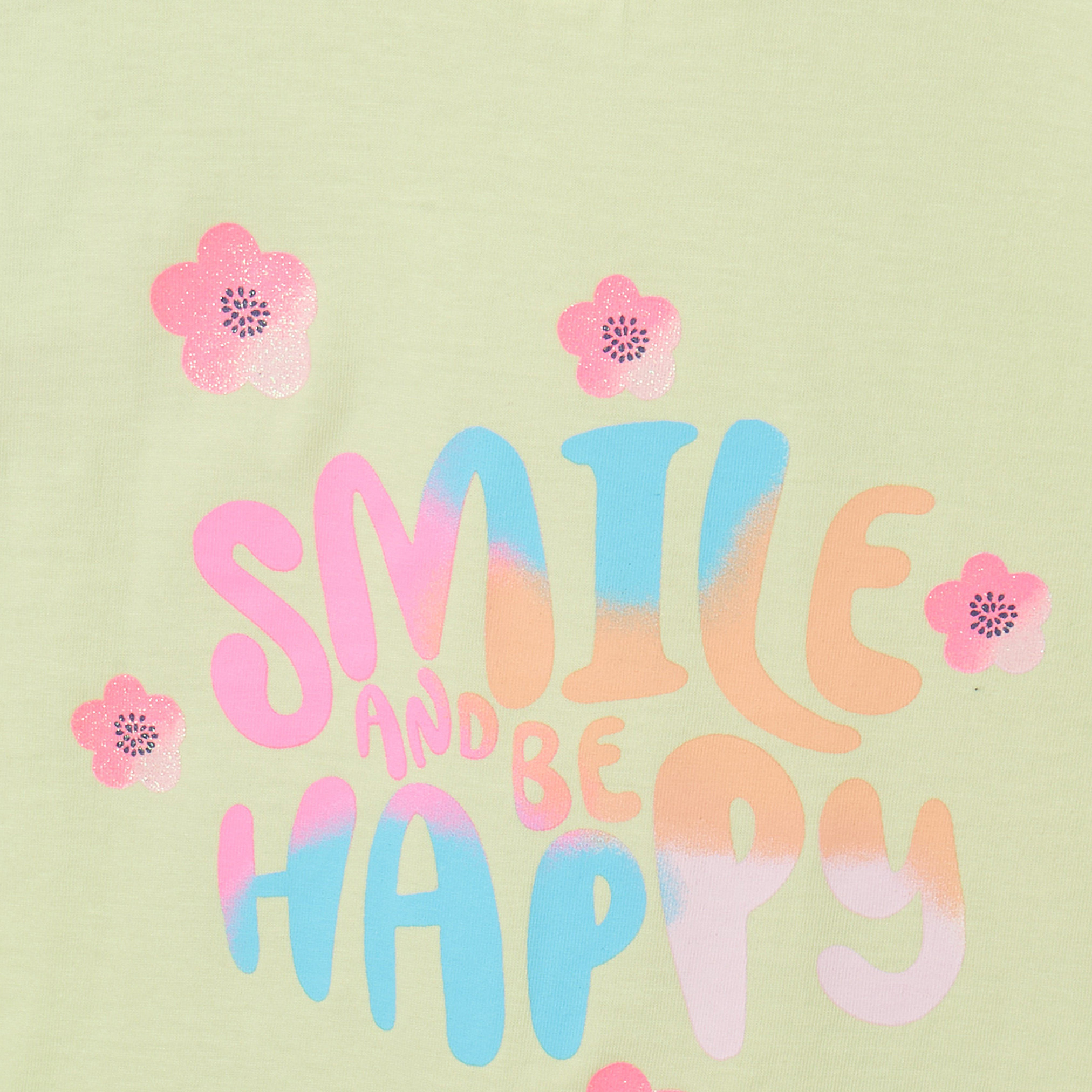Juniors Round Neck Short Sleeves T-shirt with Slogan Print-girls-clothing-tshirts-image-4