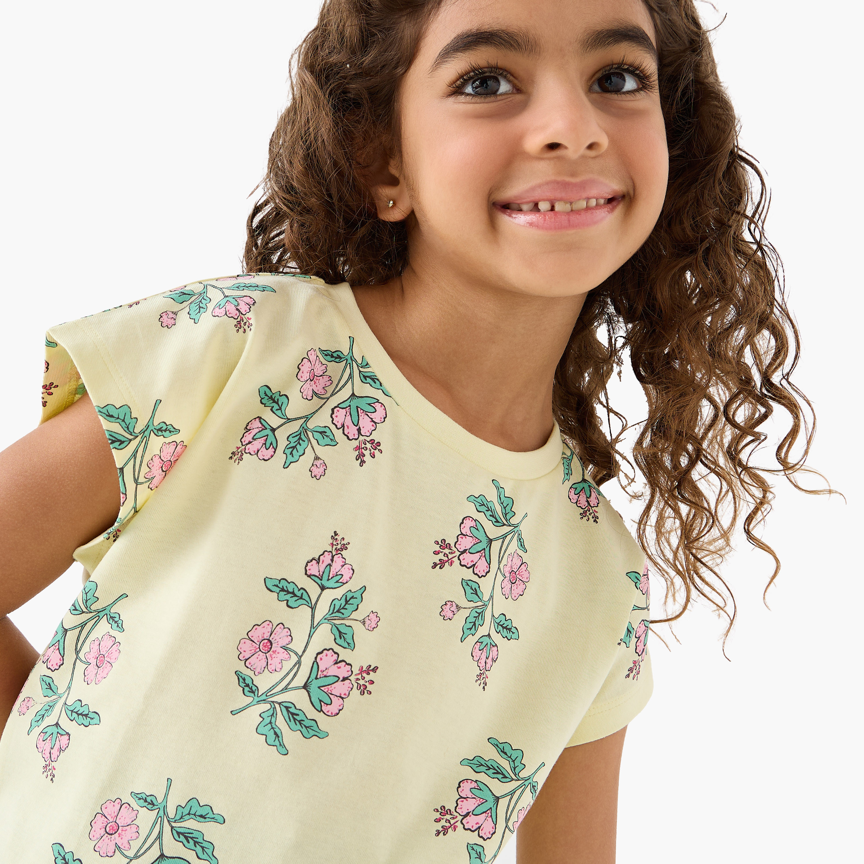 Pack of 2 Juniors Round Neck Short Sleeves T-shirt with Floral Print-girls-clothing-tshirts-image-6