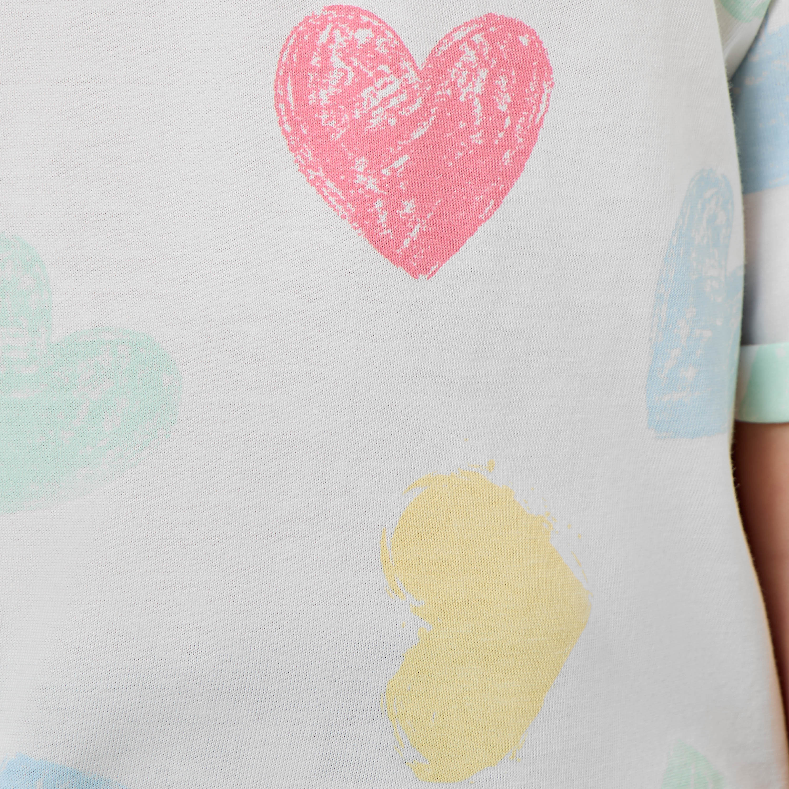 Juniors Crew Neck Short Sleeves T-shirt with Heart Print-girls-clothing-tshirts-image-5